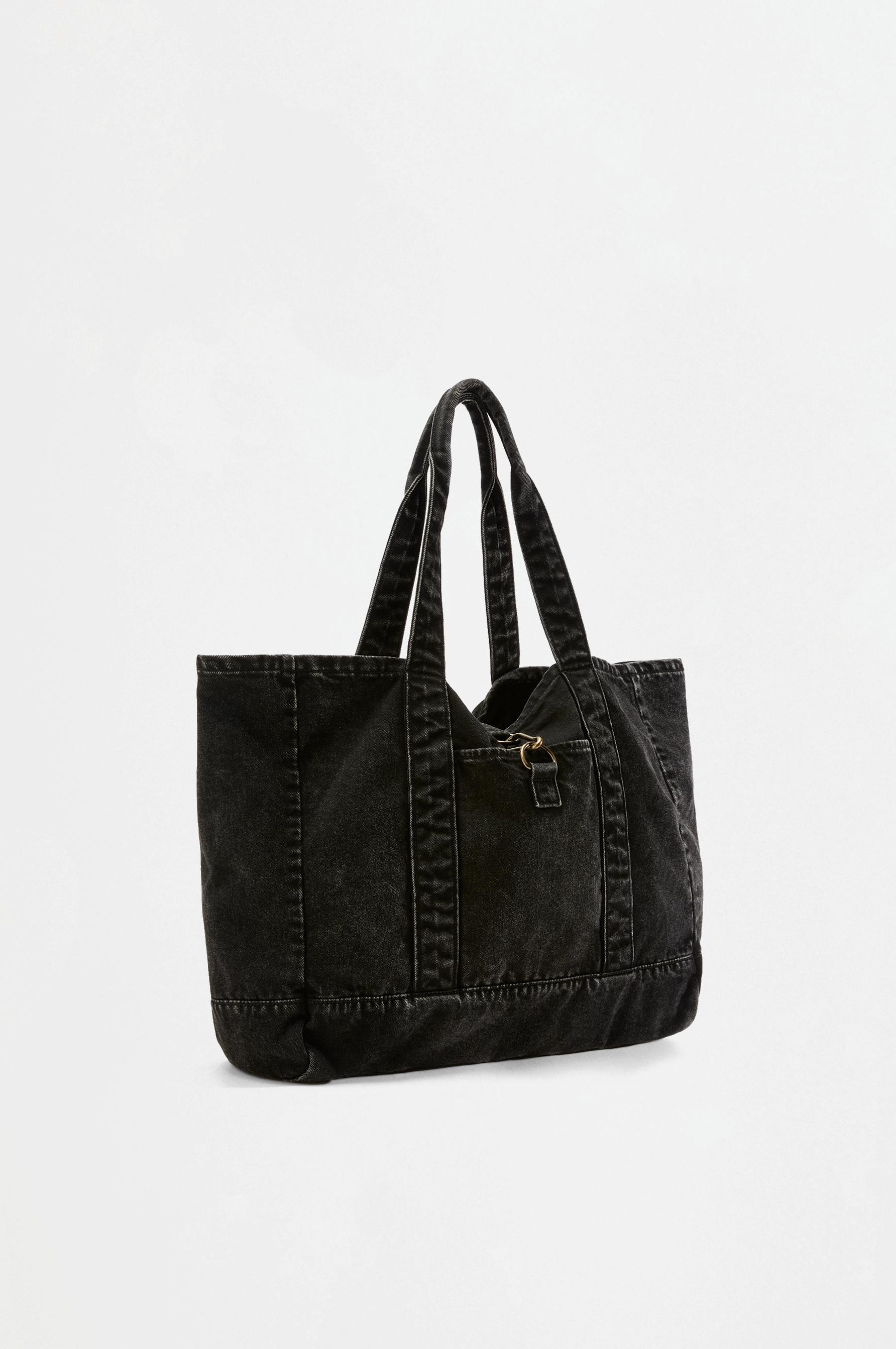 Denim shopper bag — BLACK