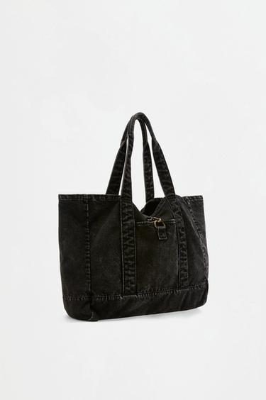 Denim shopper bag — BLACK 2