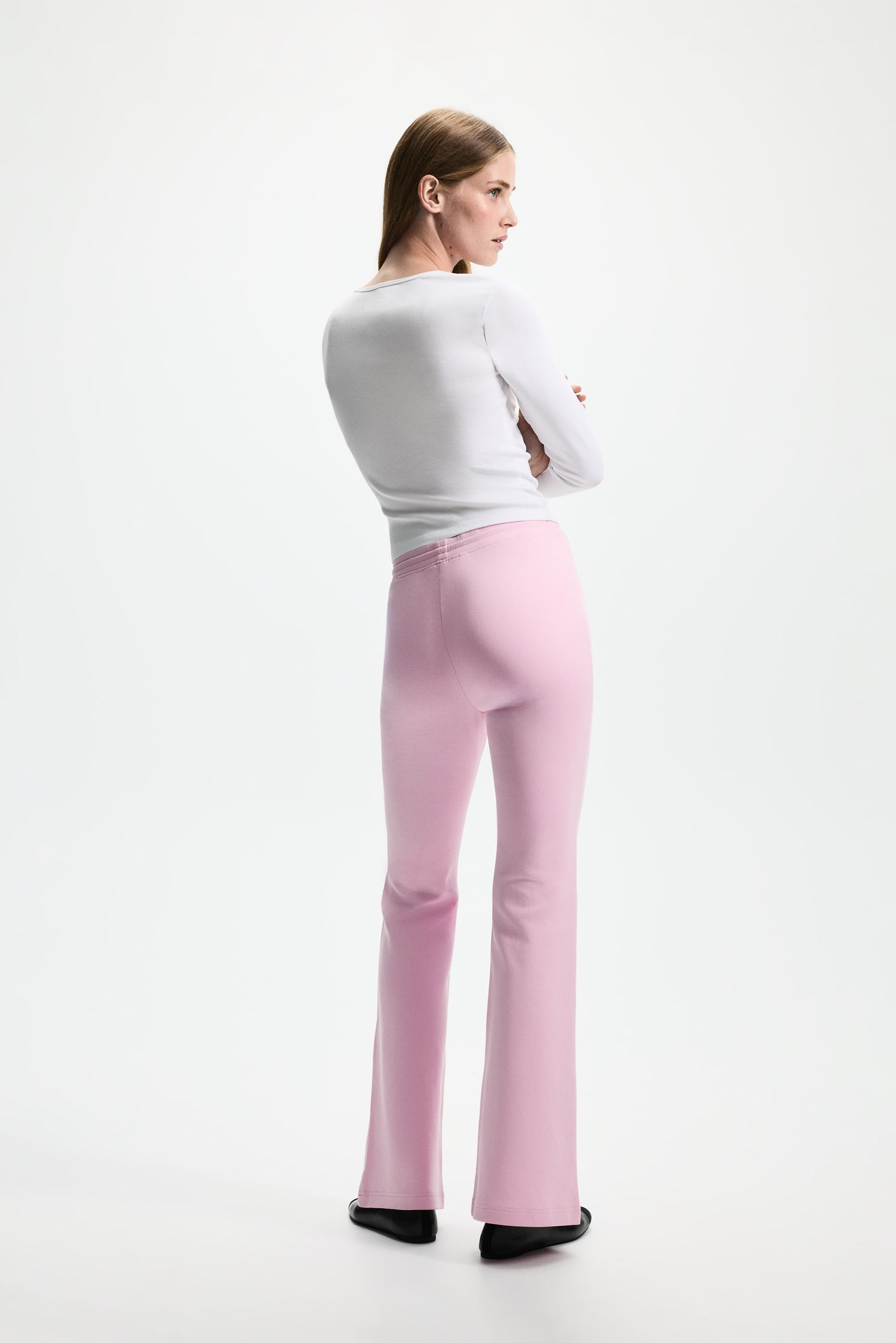 Basic interlock bell bottom trousers — PASTEL PINK