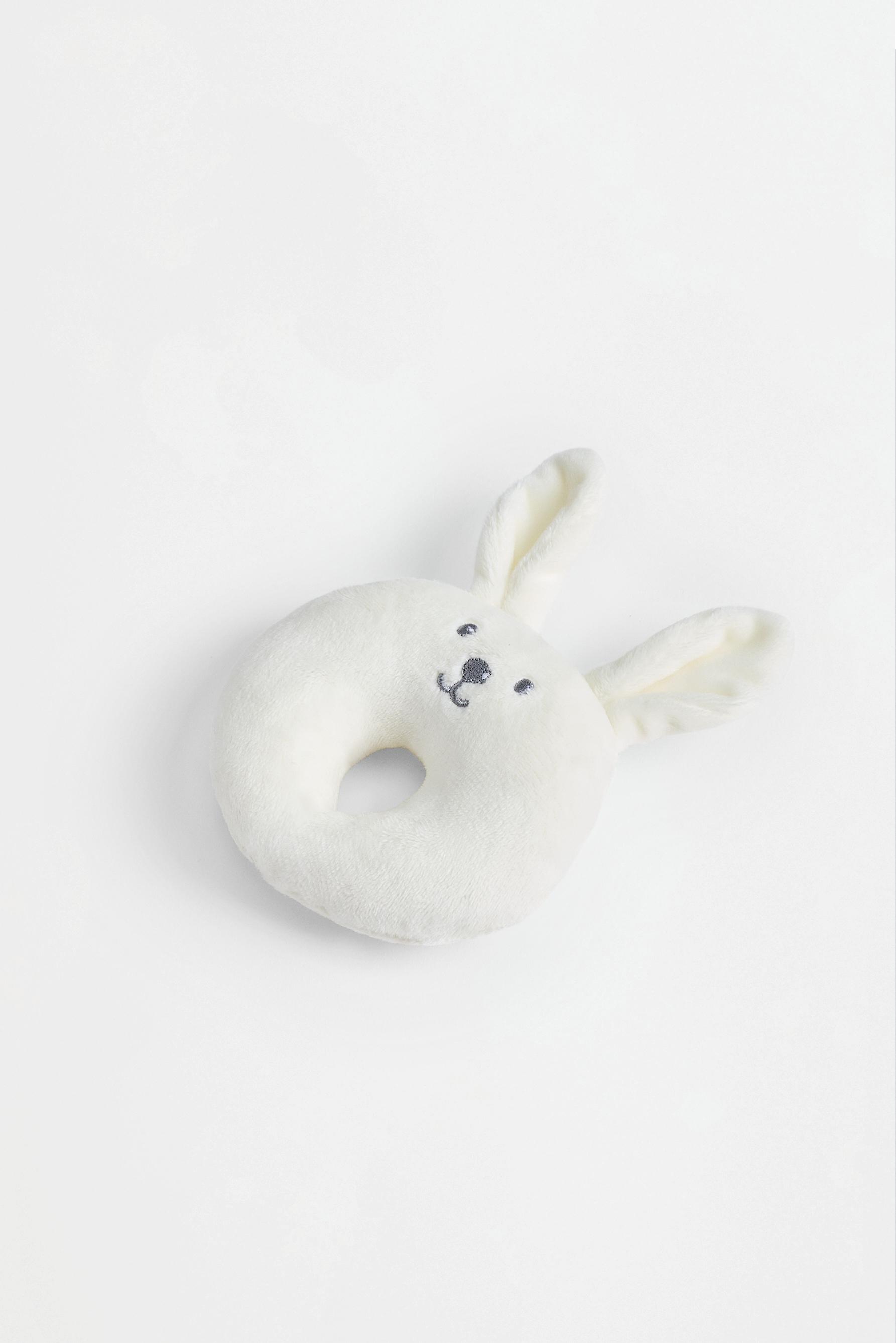 Plush bunny rattle — WHITE