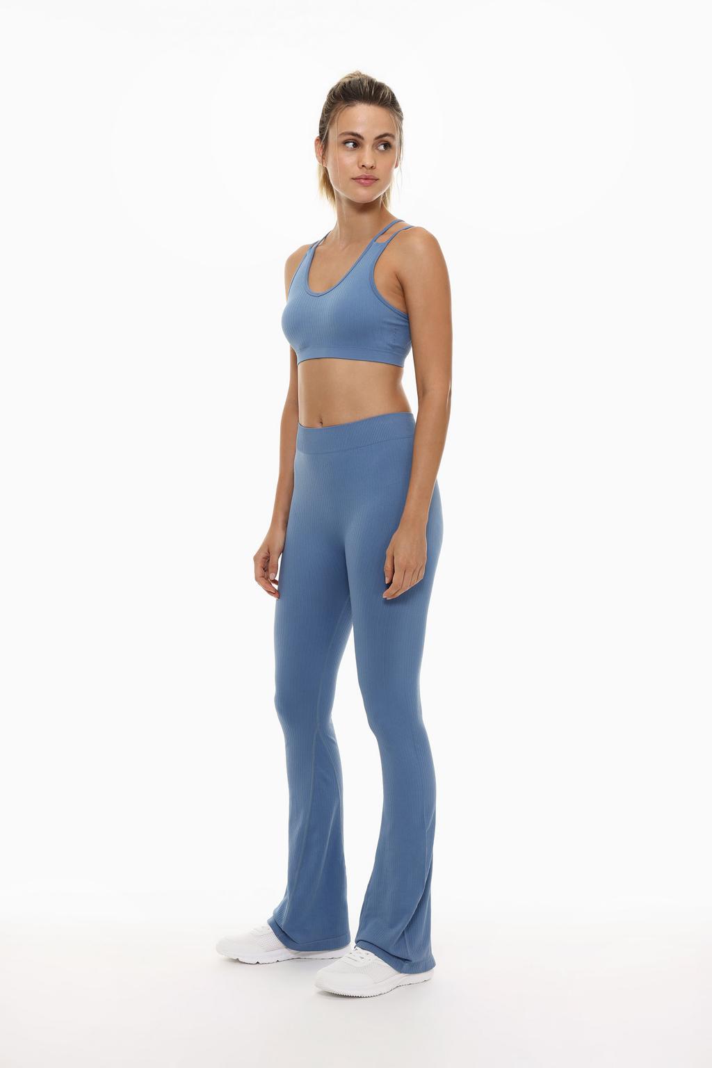 Seamless ribbed flared sports leggings