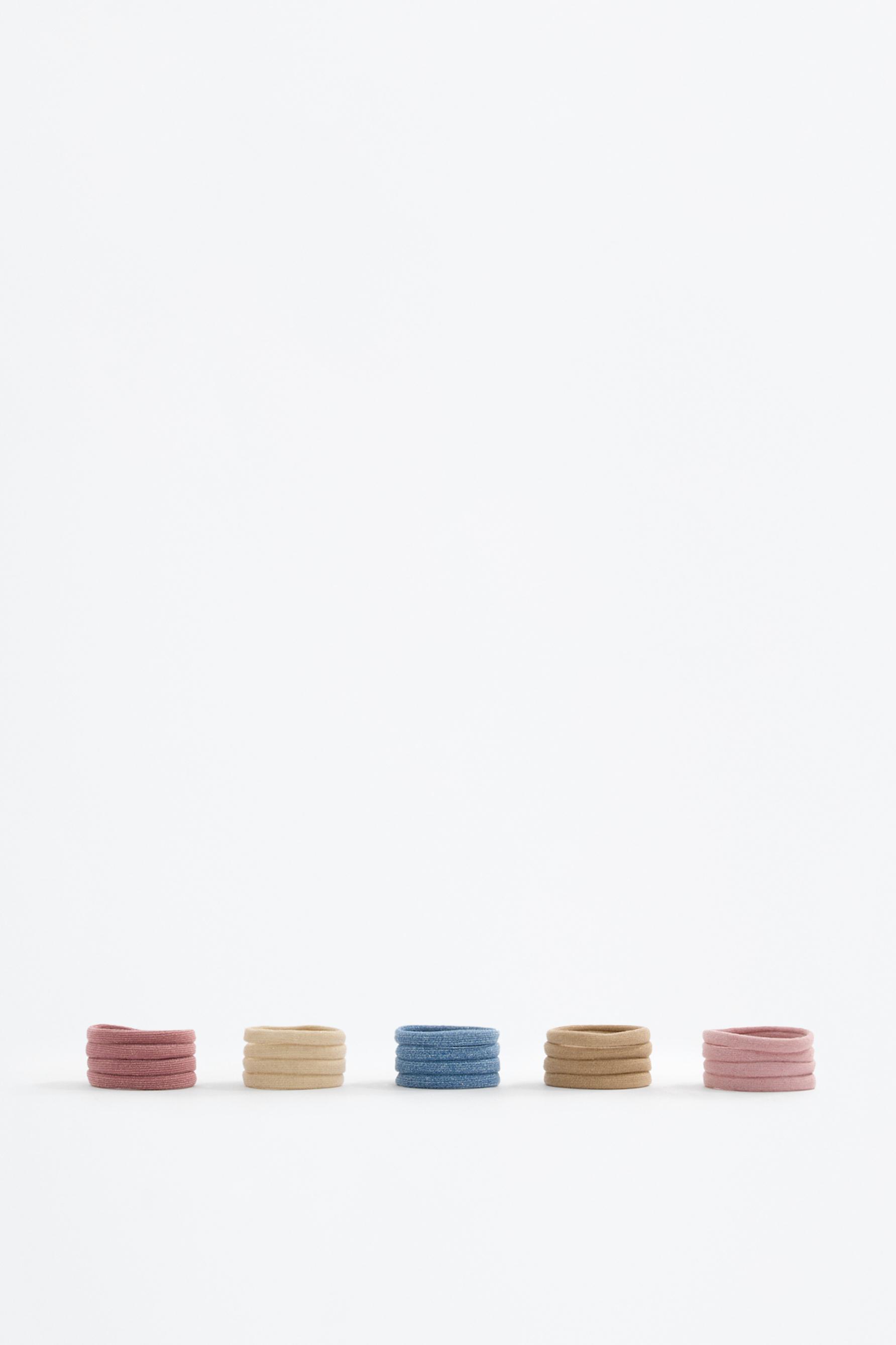 Pack of 20 shimmery elastic hair ties — ECRU