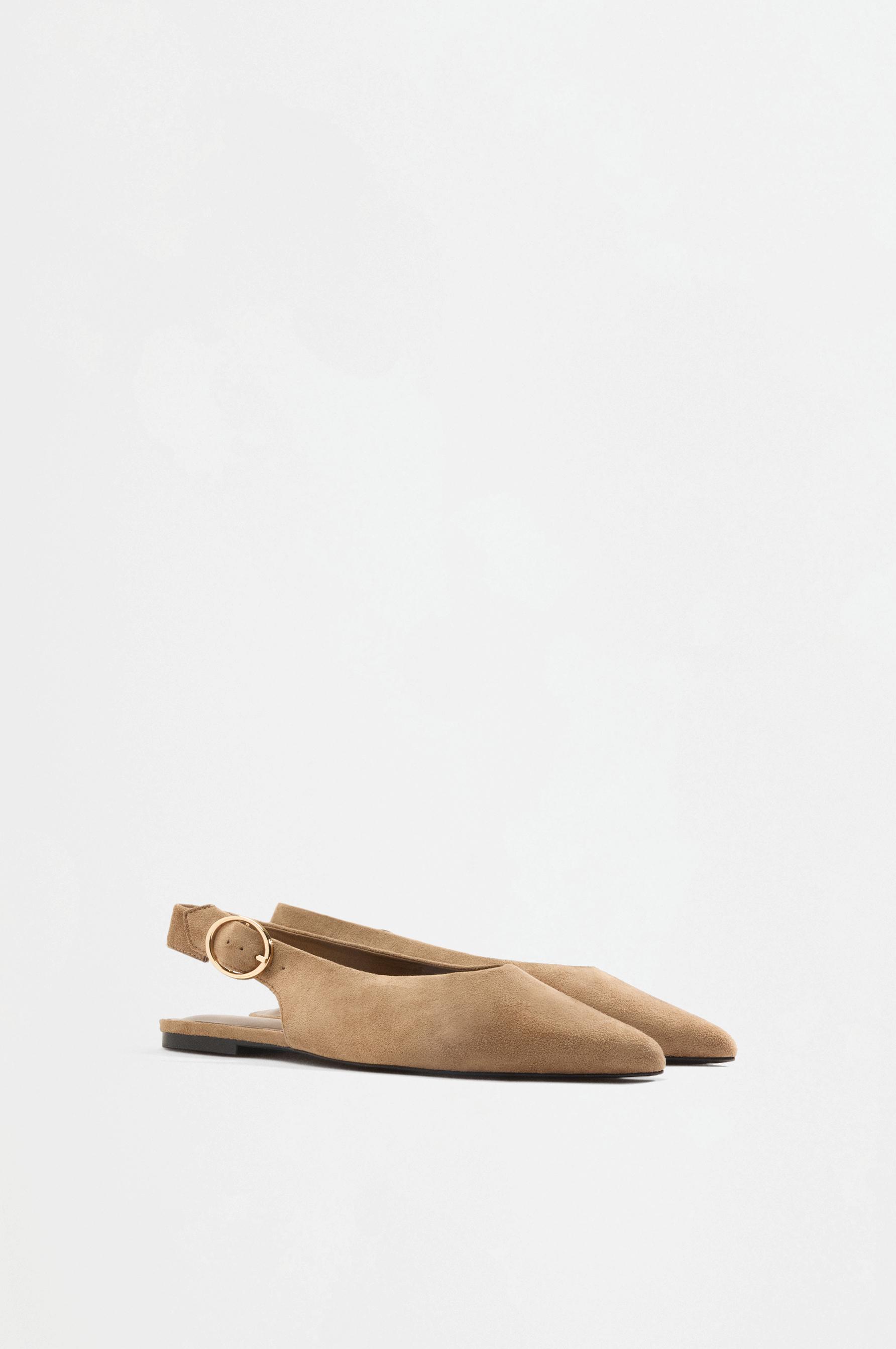Faux suede flat shoes — BROWN