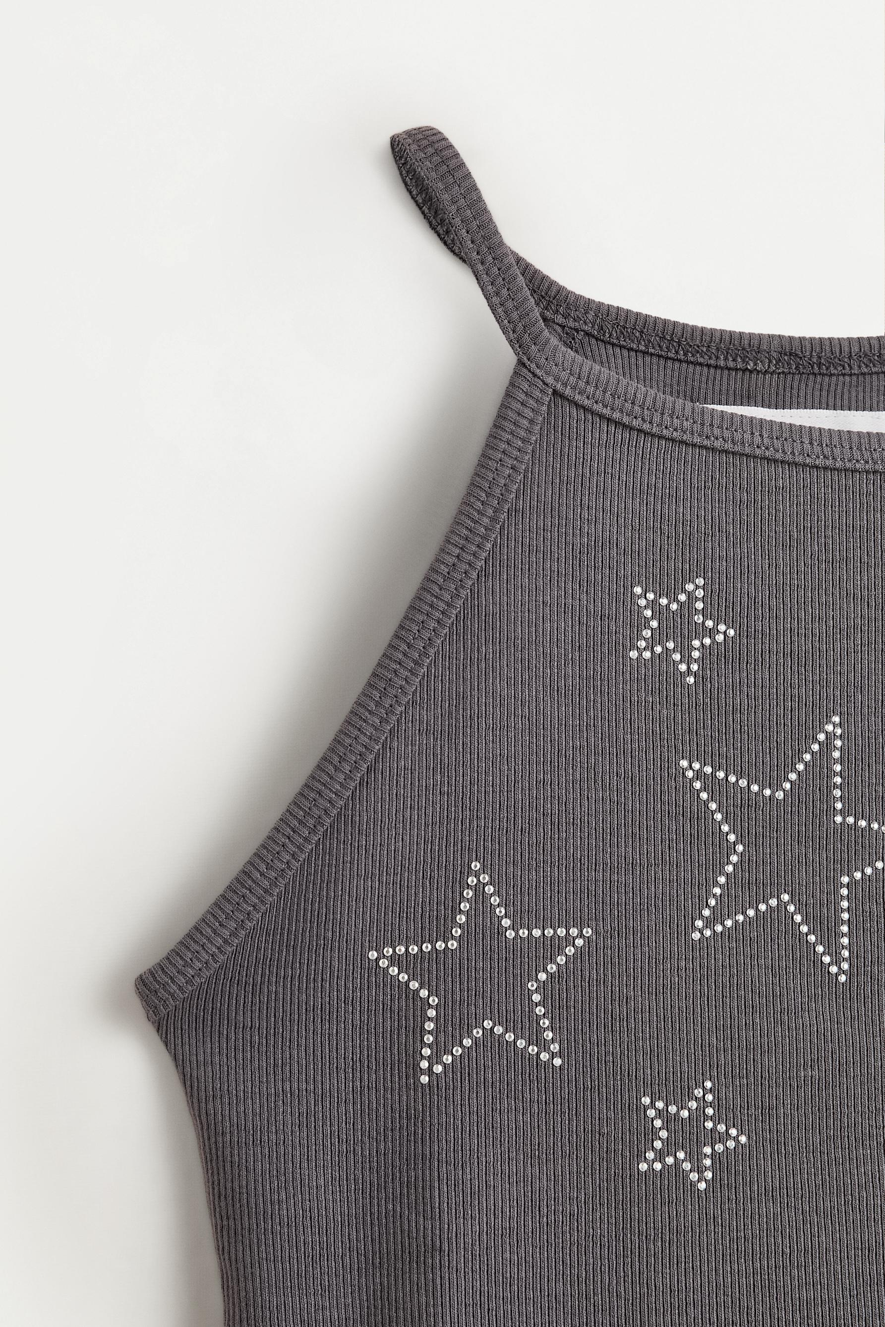 Ribbed applique top — DARK LEAD