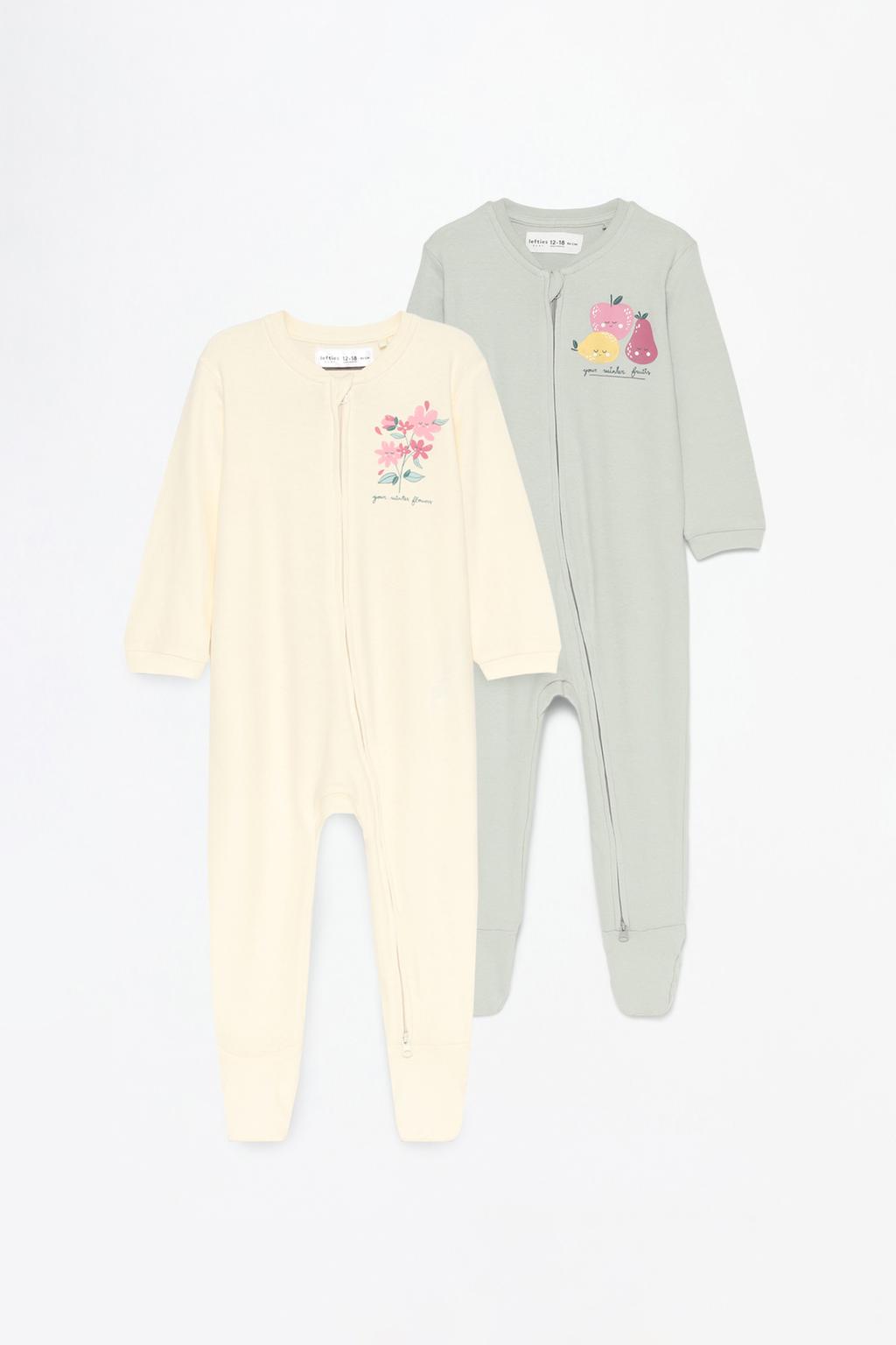 2-pack of fruit print sleepsuits with zip