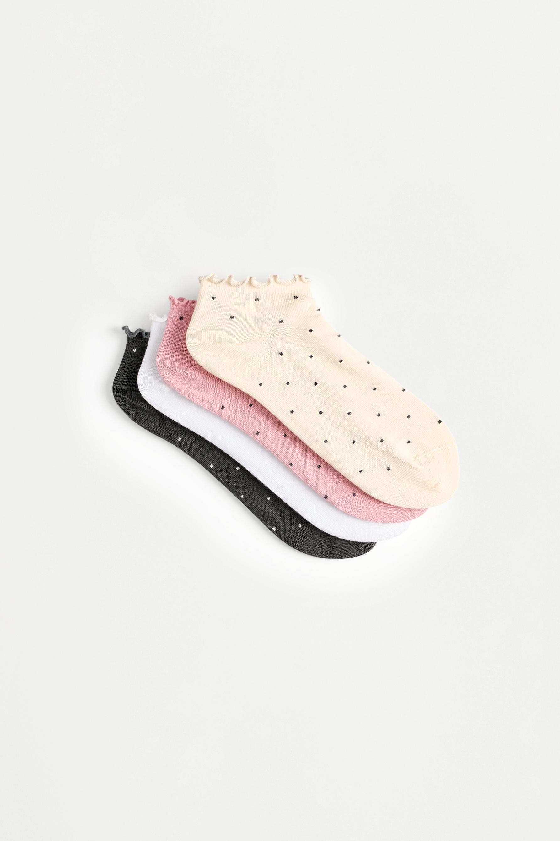 Scalloped Ankle Socks (4-Pack) — MEDIUM PINK