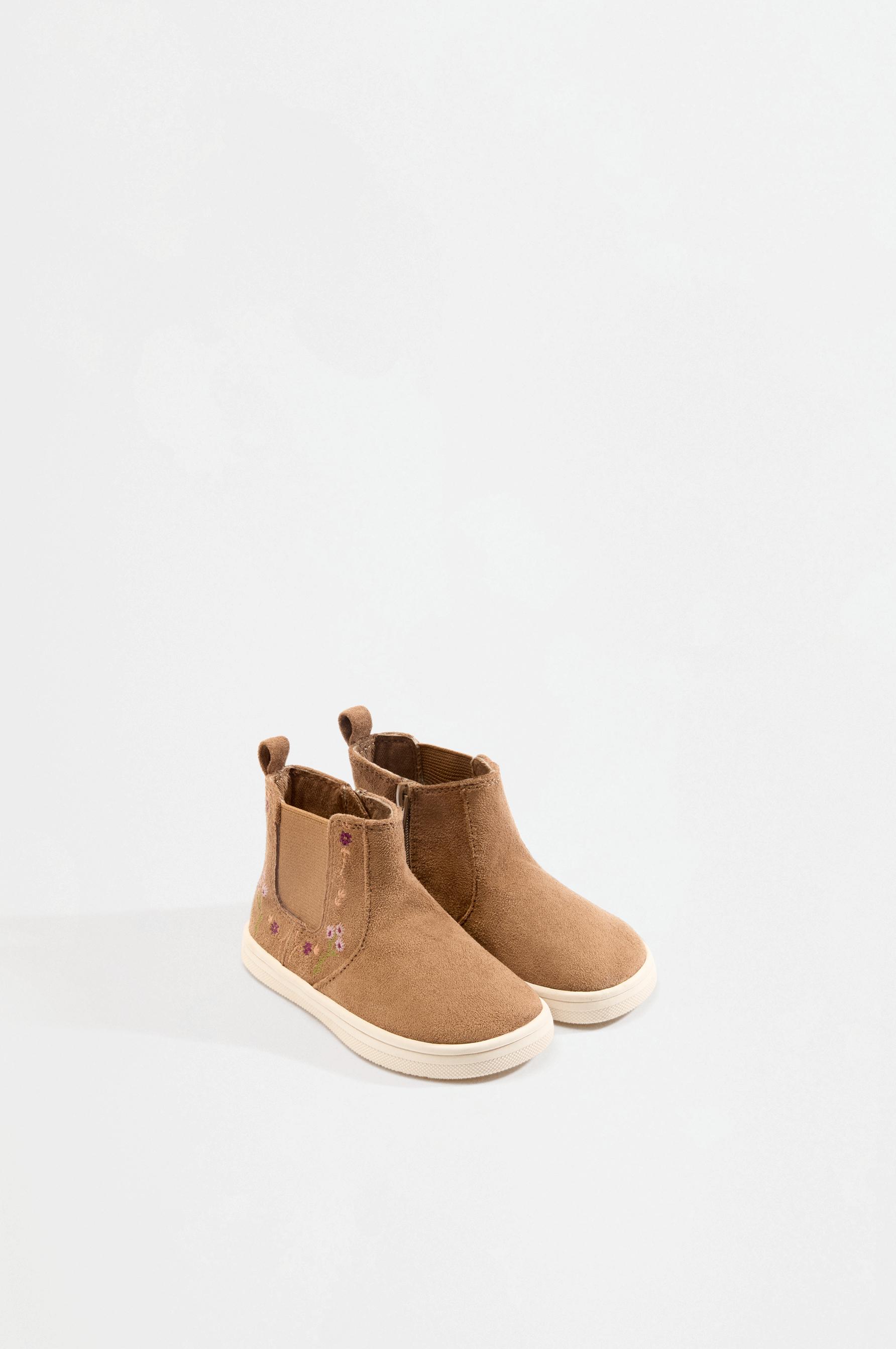 Faux suede Chelsea boot — BROWN
