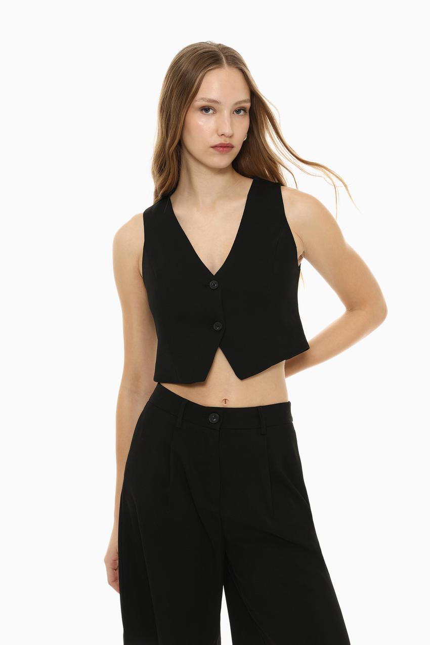 Chaleco Corto Chaleco Negro Pelo Mujer Chaleco Corto Only La Redoute
