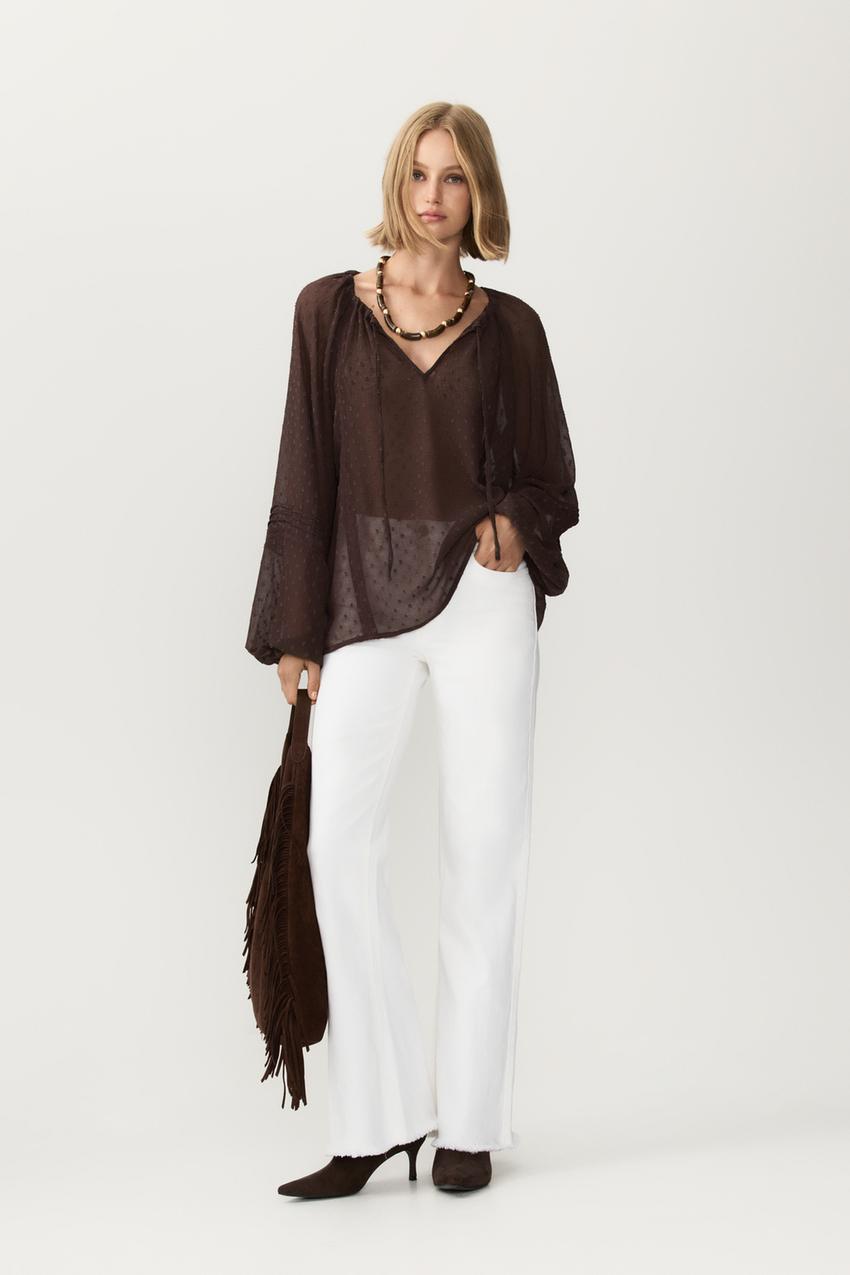 Blusa plumeti encaje BÁSICOS DE TEMPORADA Mujer Lefties ESPAÑA