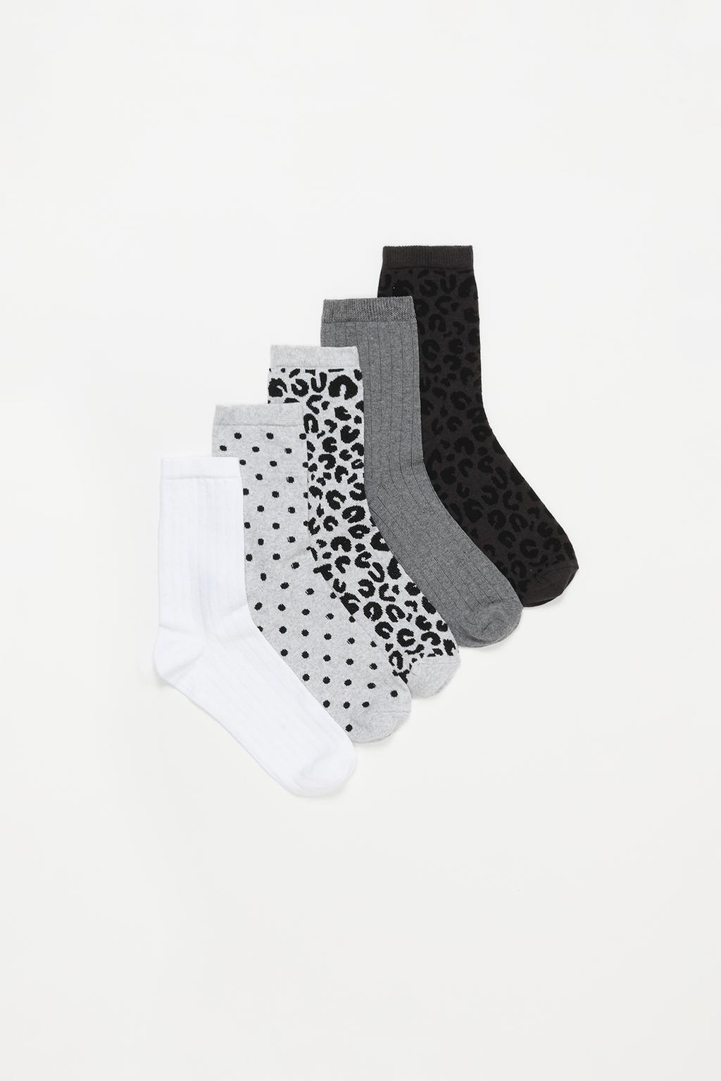 Pack of 5 pairs of animal print socks