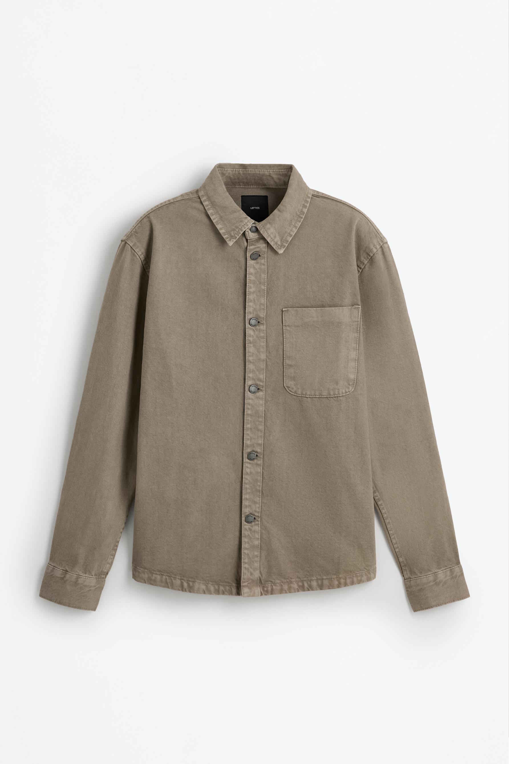 Denim overshirt with pocket — GREY