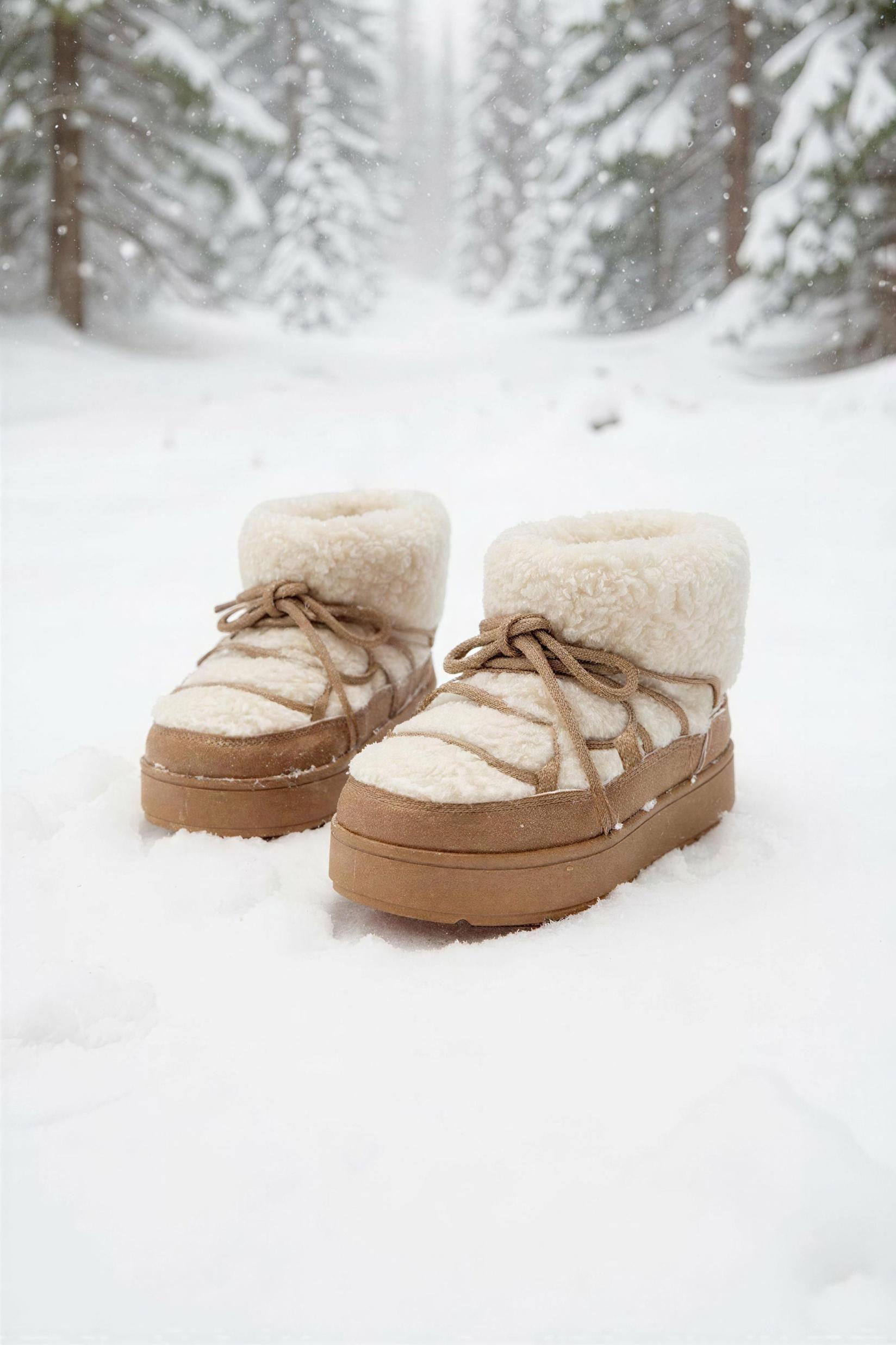 Lace-up snow boot — BROWNISH TONE