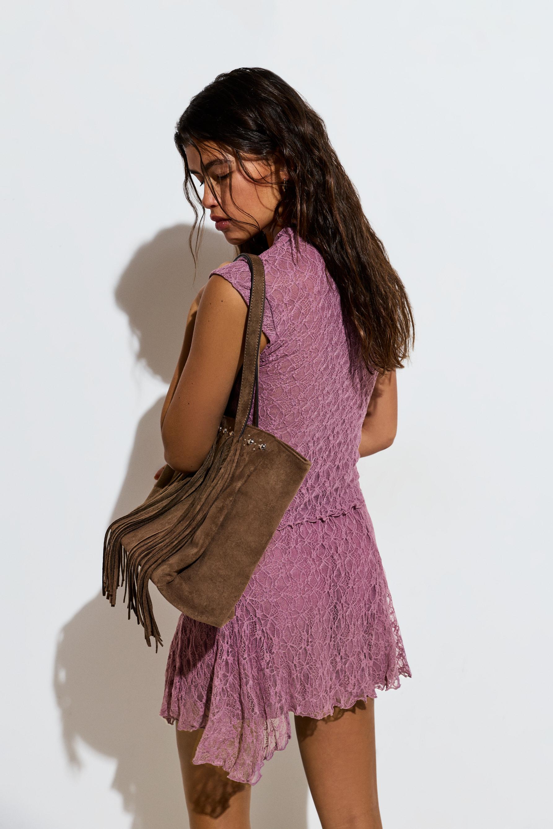 Lace mini skirt — DARK MAUVE