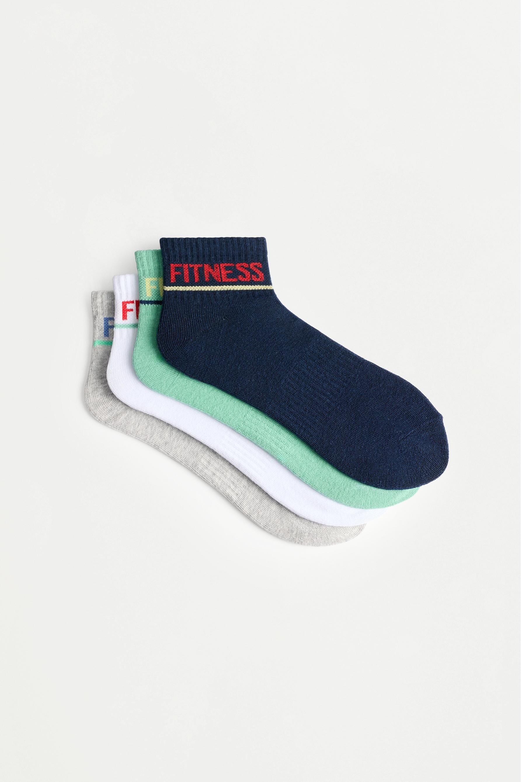 4-pack of slogan ankle socks — BLUE