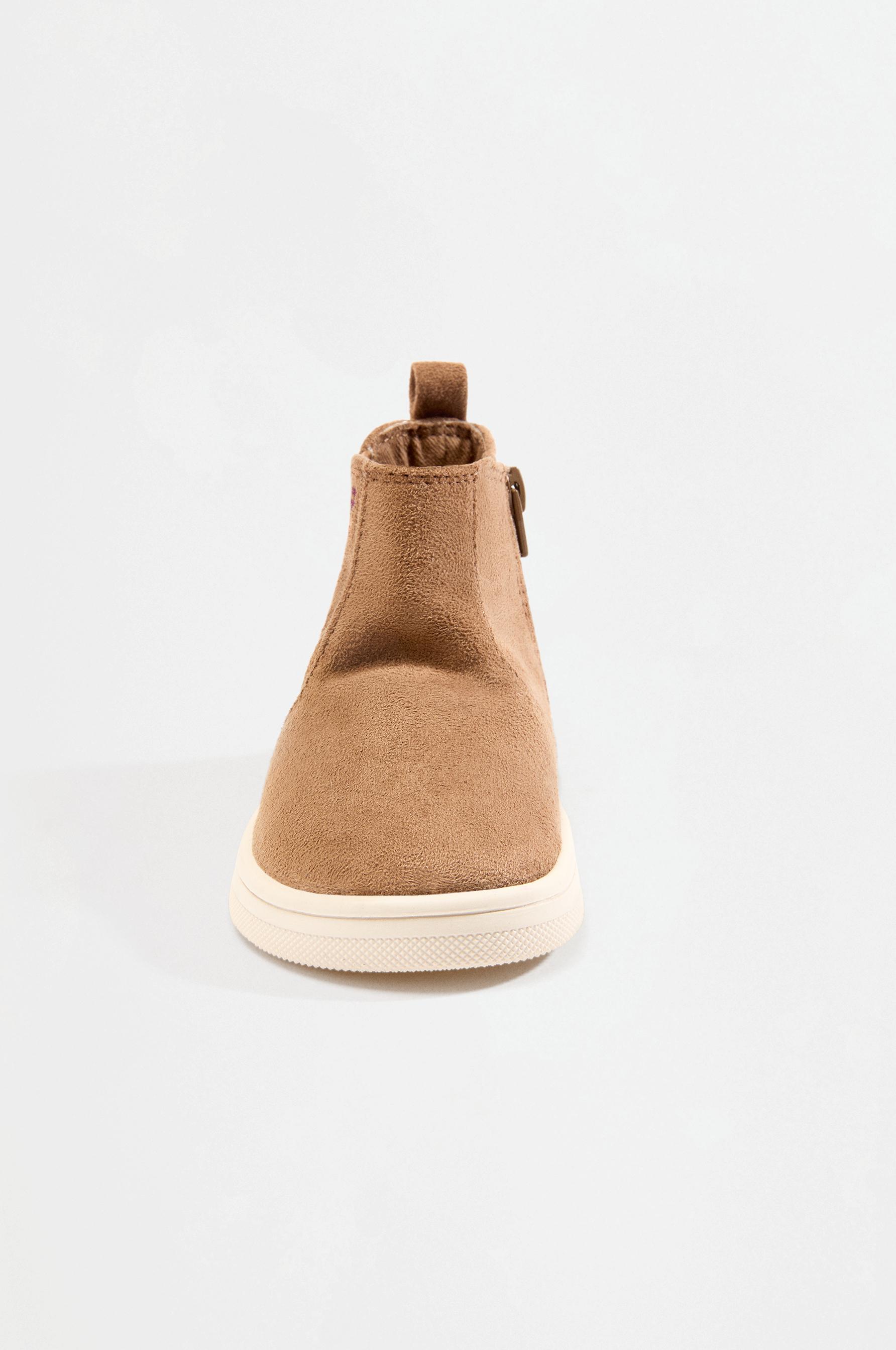 Faux suede Chelsea boot — BROWN