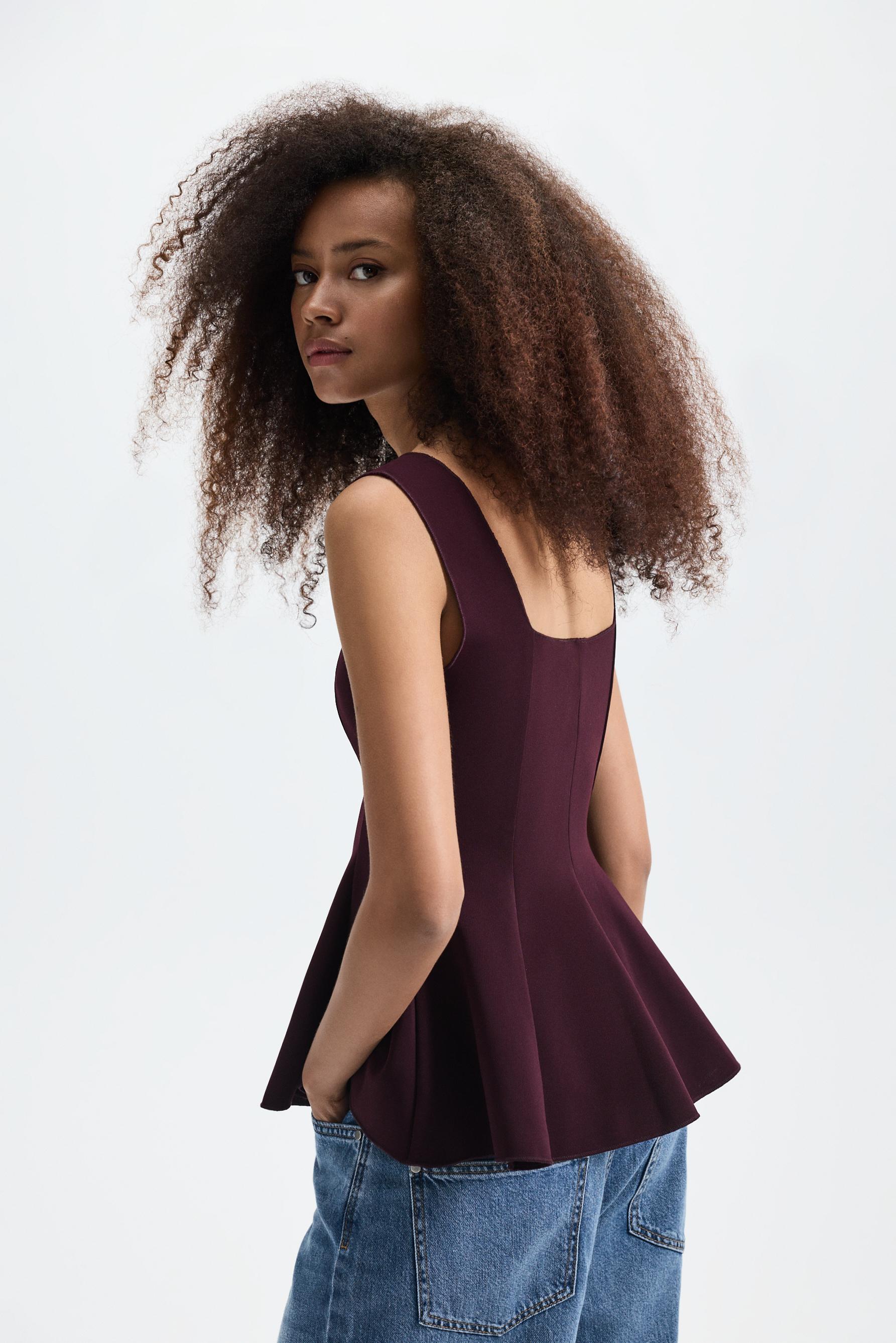 Peplum top — MAROON