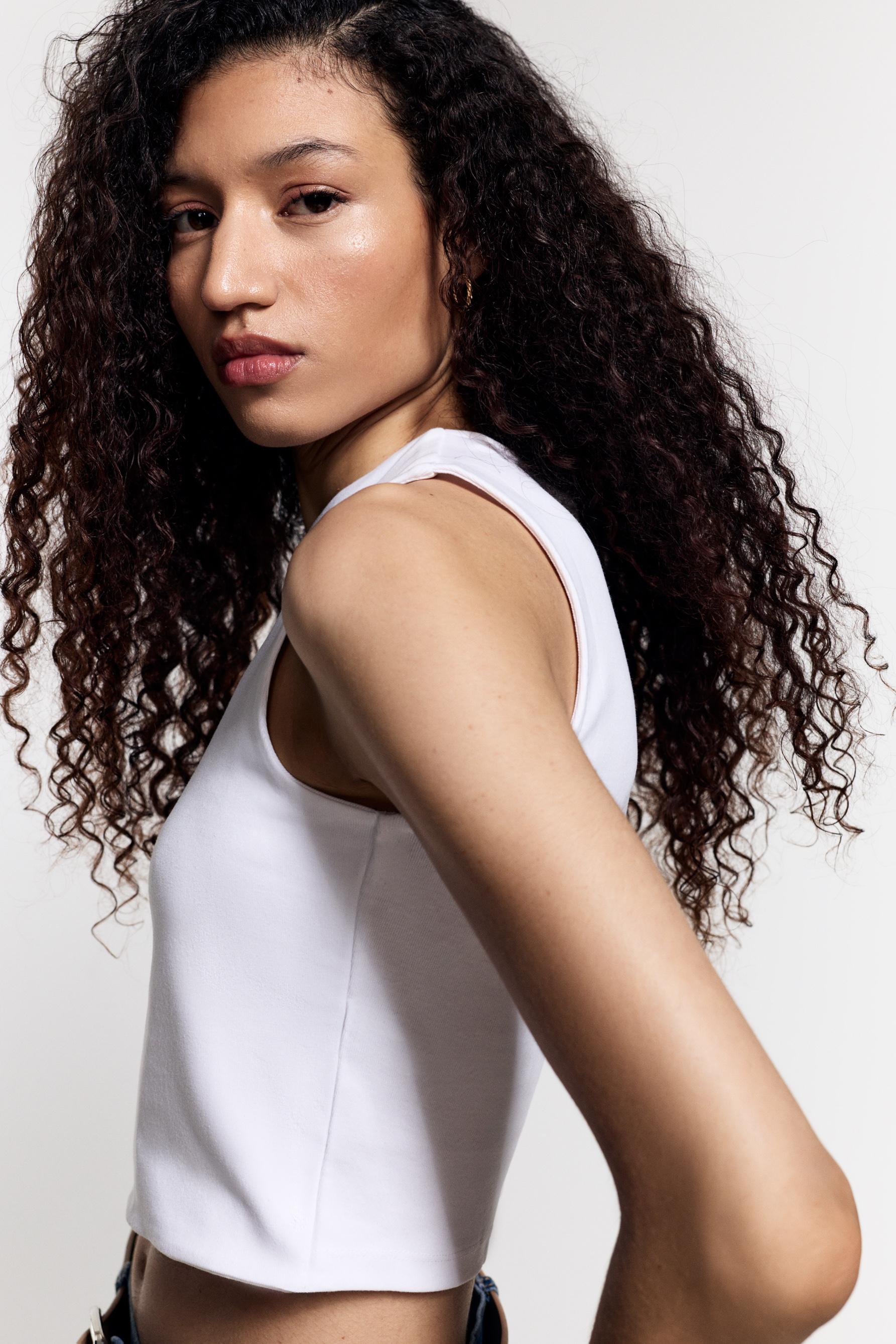 Cropped ribbed T-shirt — WHITE