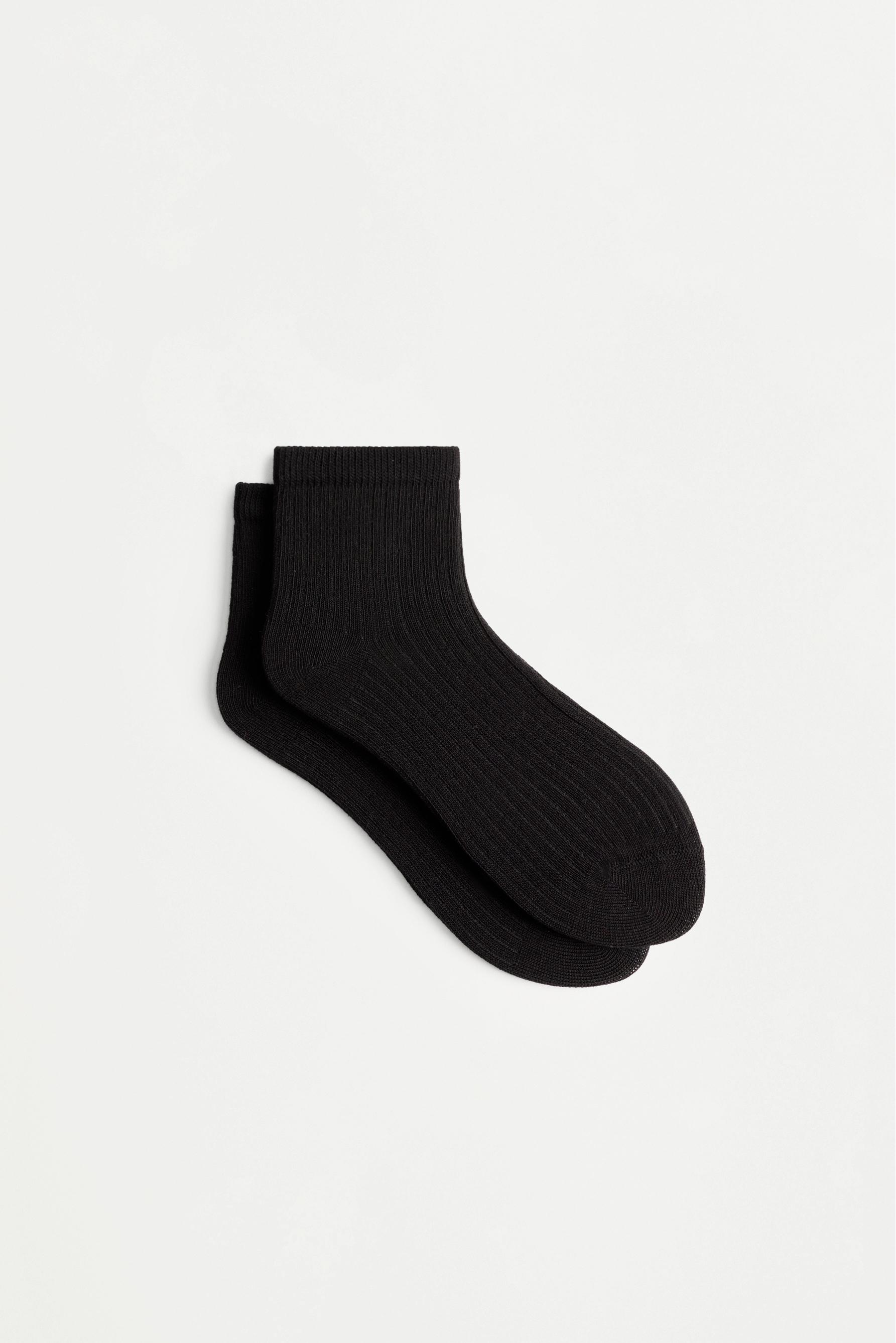 Ribbed short socks (Pack 10) — BLACK