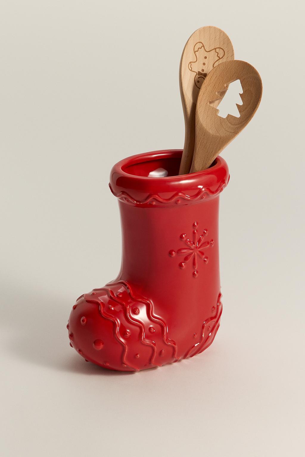 Bote utensilios calcetín navideño 21 x 19 cm