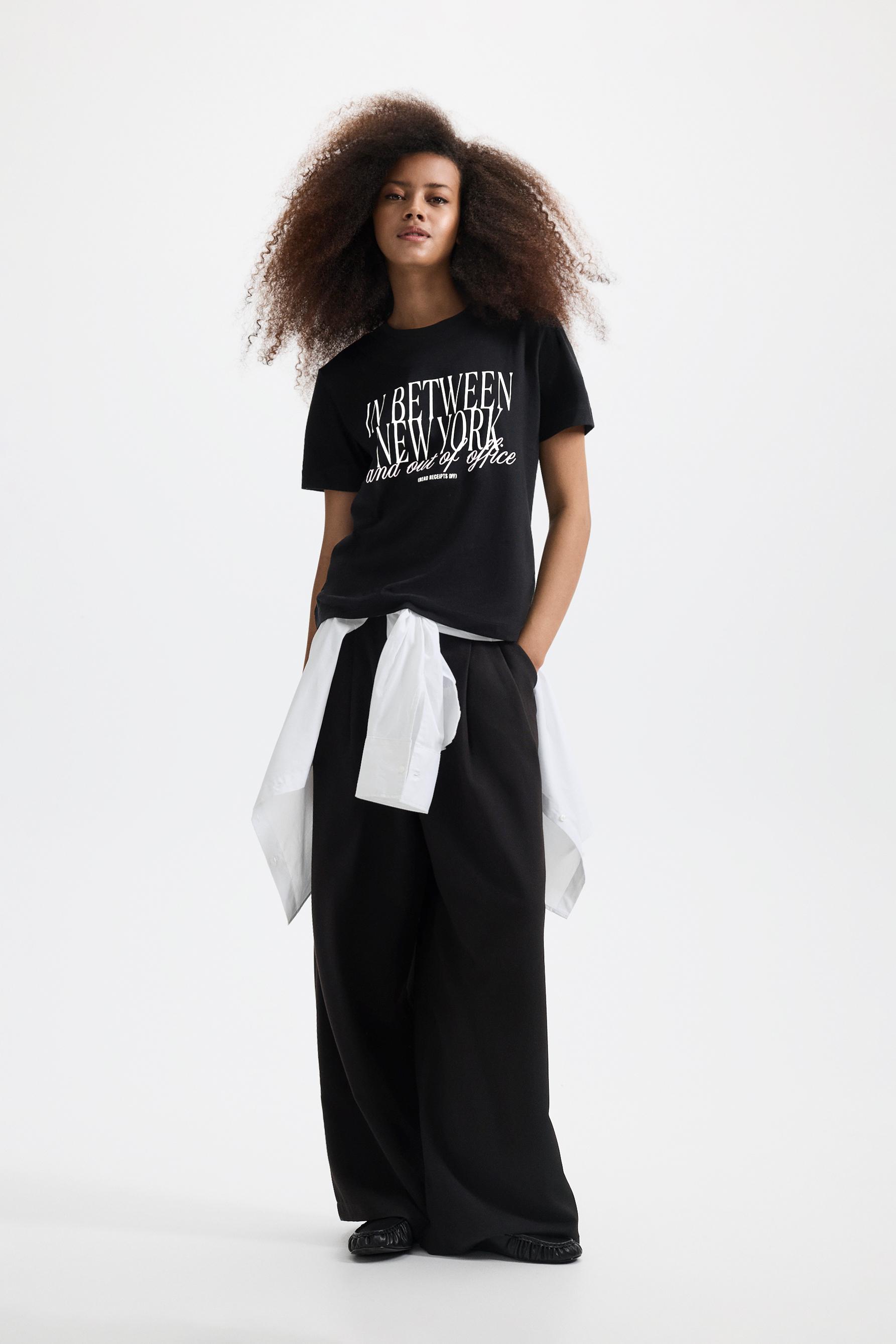 Printed T-shirt — BLACK/WHITE
