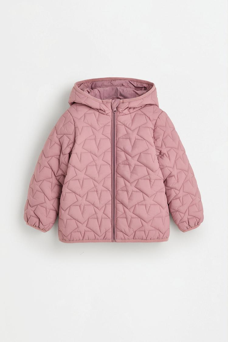Lightweight quilted hooded star jacket — LILAC PINK