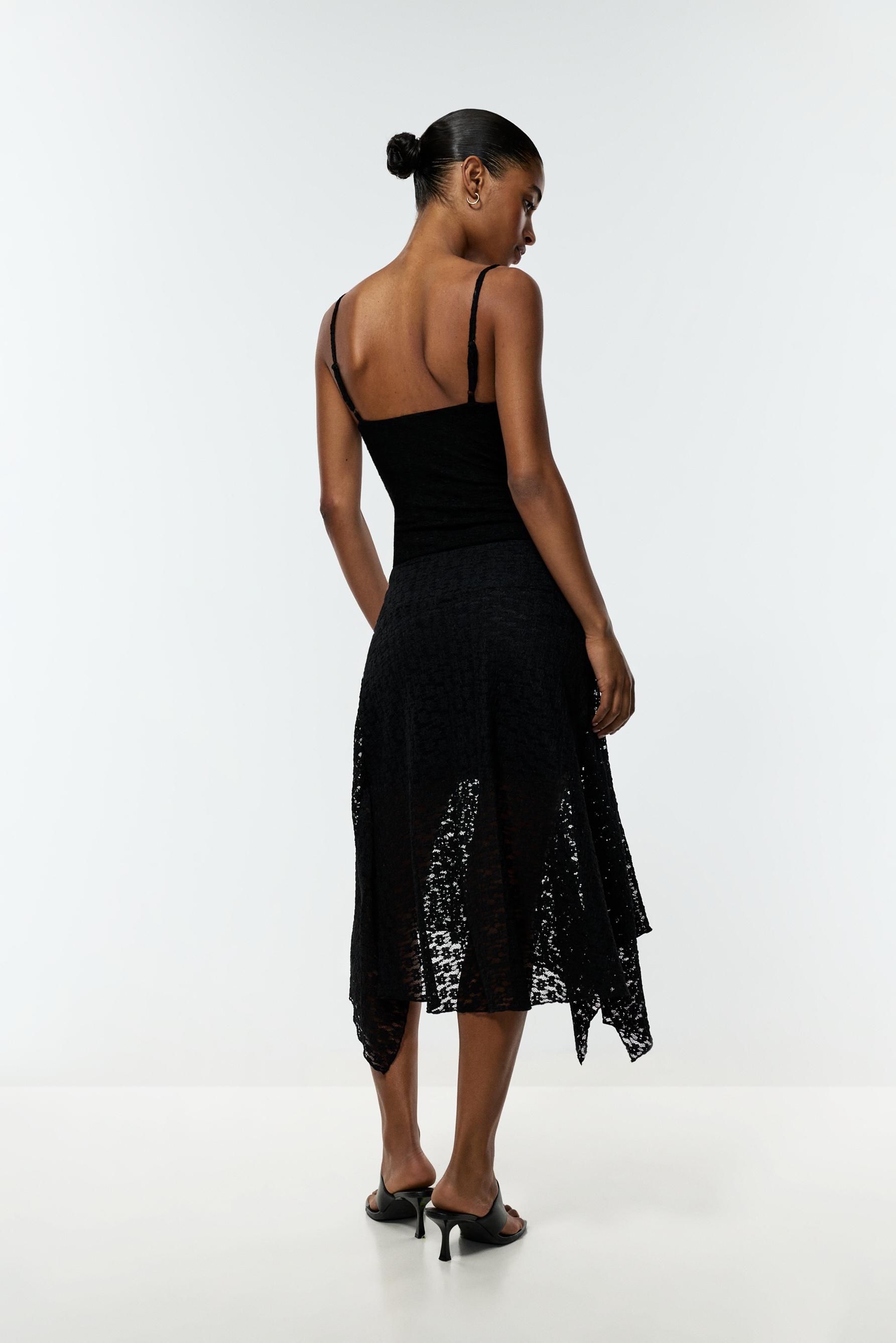 Lace midi skirt — BLACK