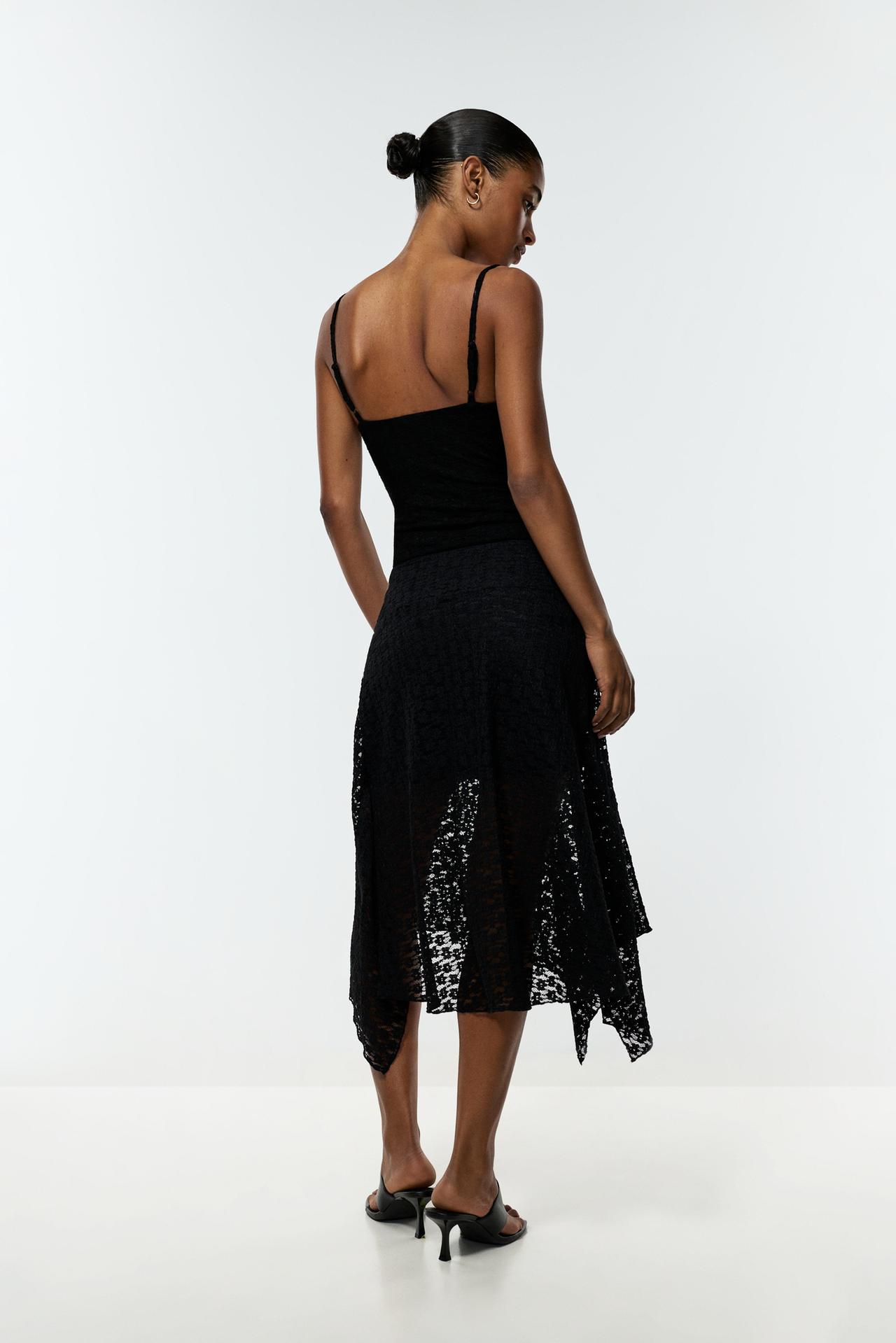 Lace midi skirt — BLACK