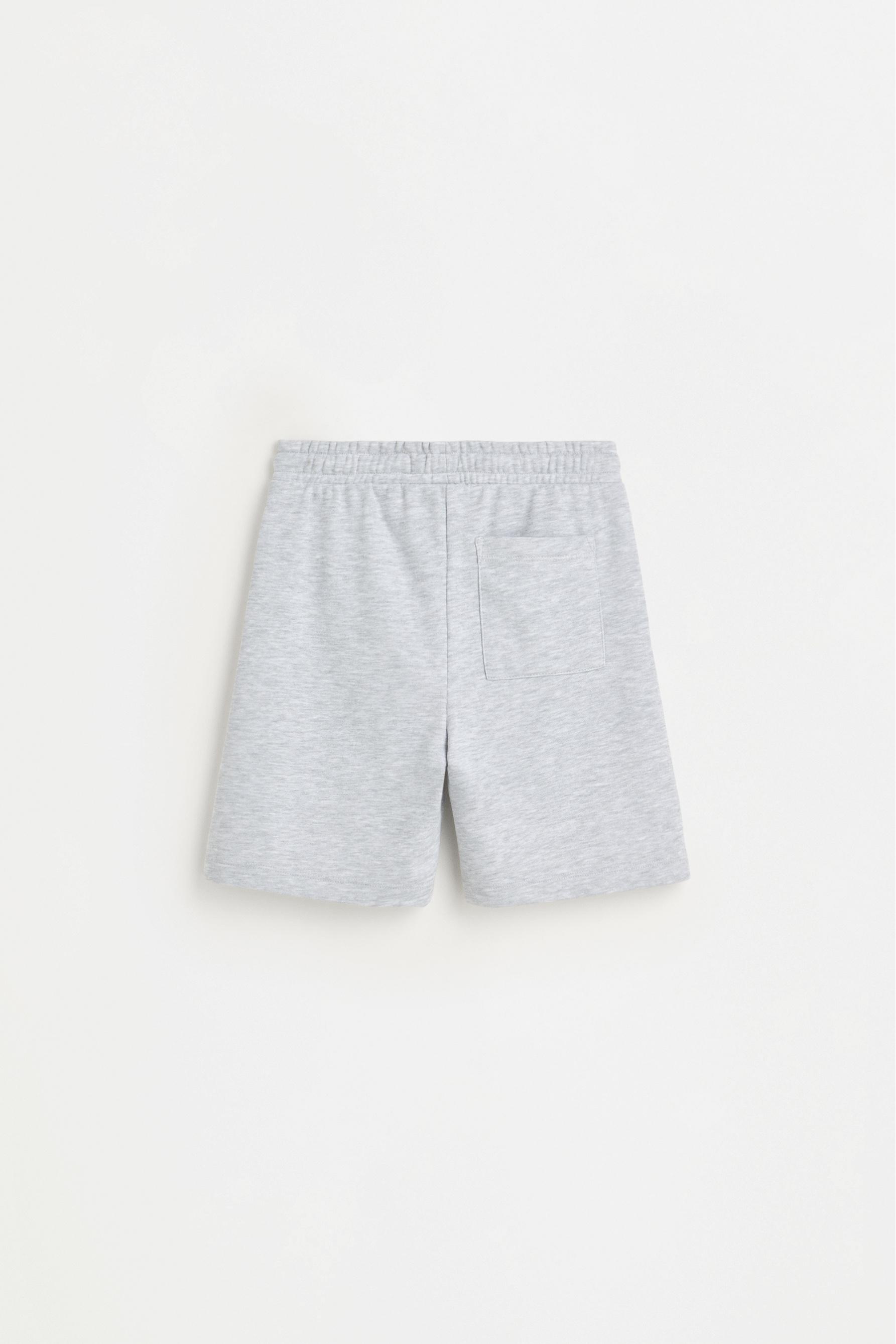 Text print plush Bermuda shorts — GREY MARL