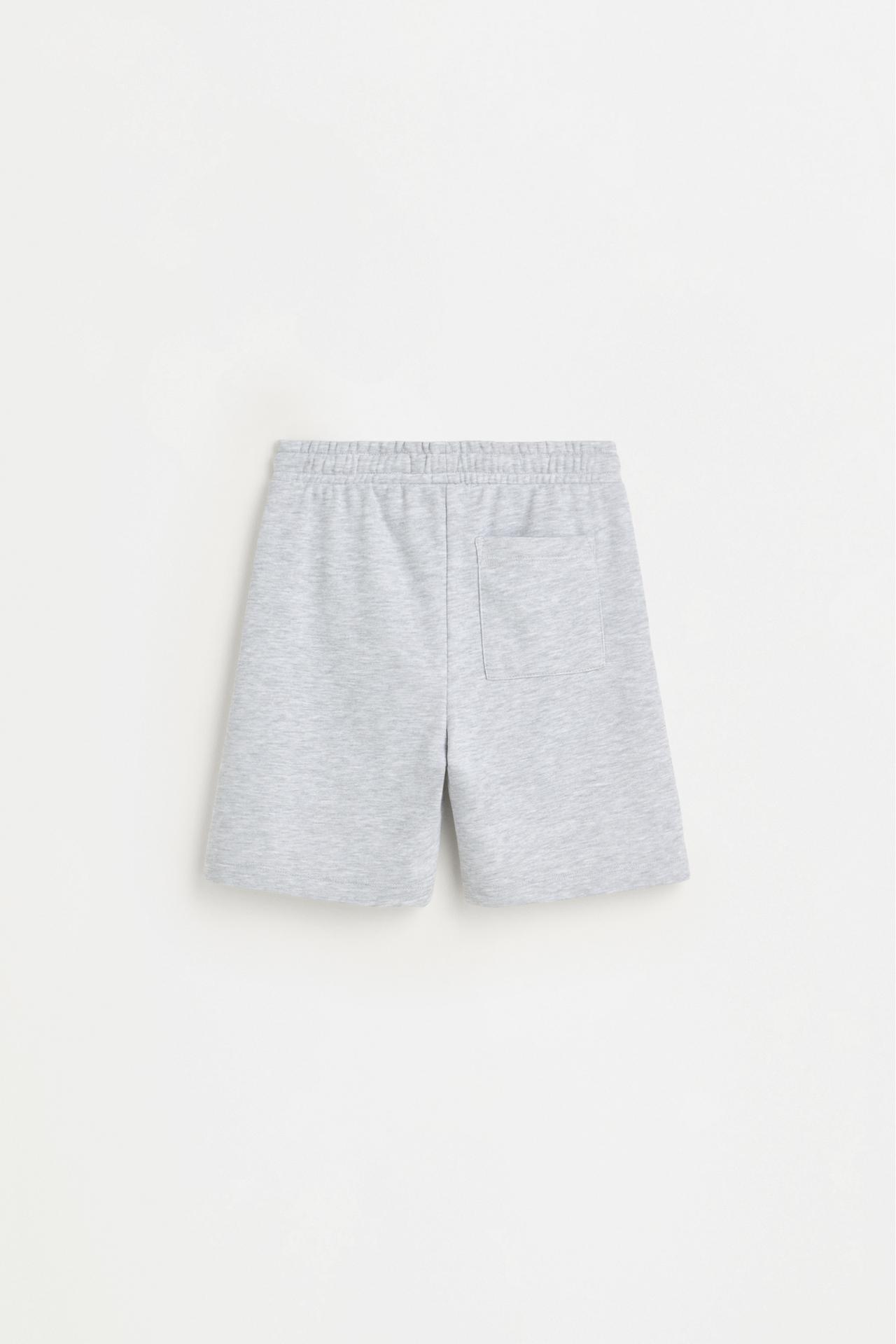 Text print plush Bermuda shorts — GREY MARL