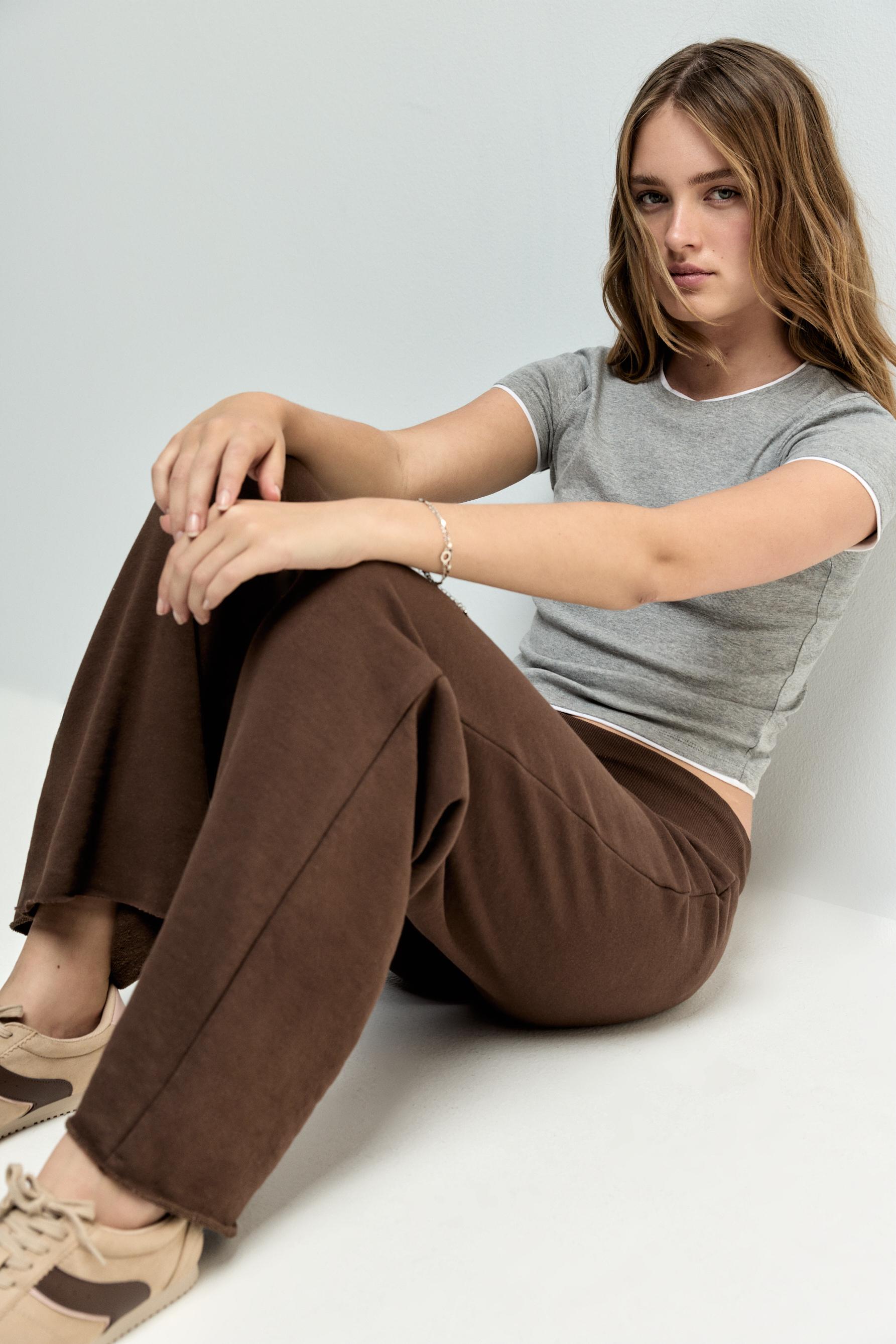 Wide-leg tracksuit trousers — CHOCOLATE