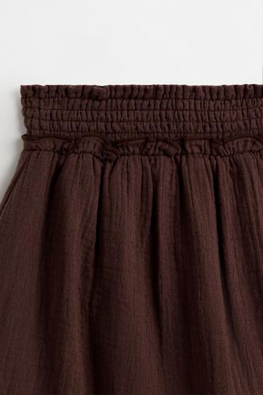 Textured embroidered skirt — DARK BROWN 4
