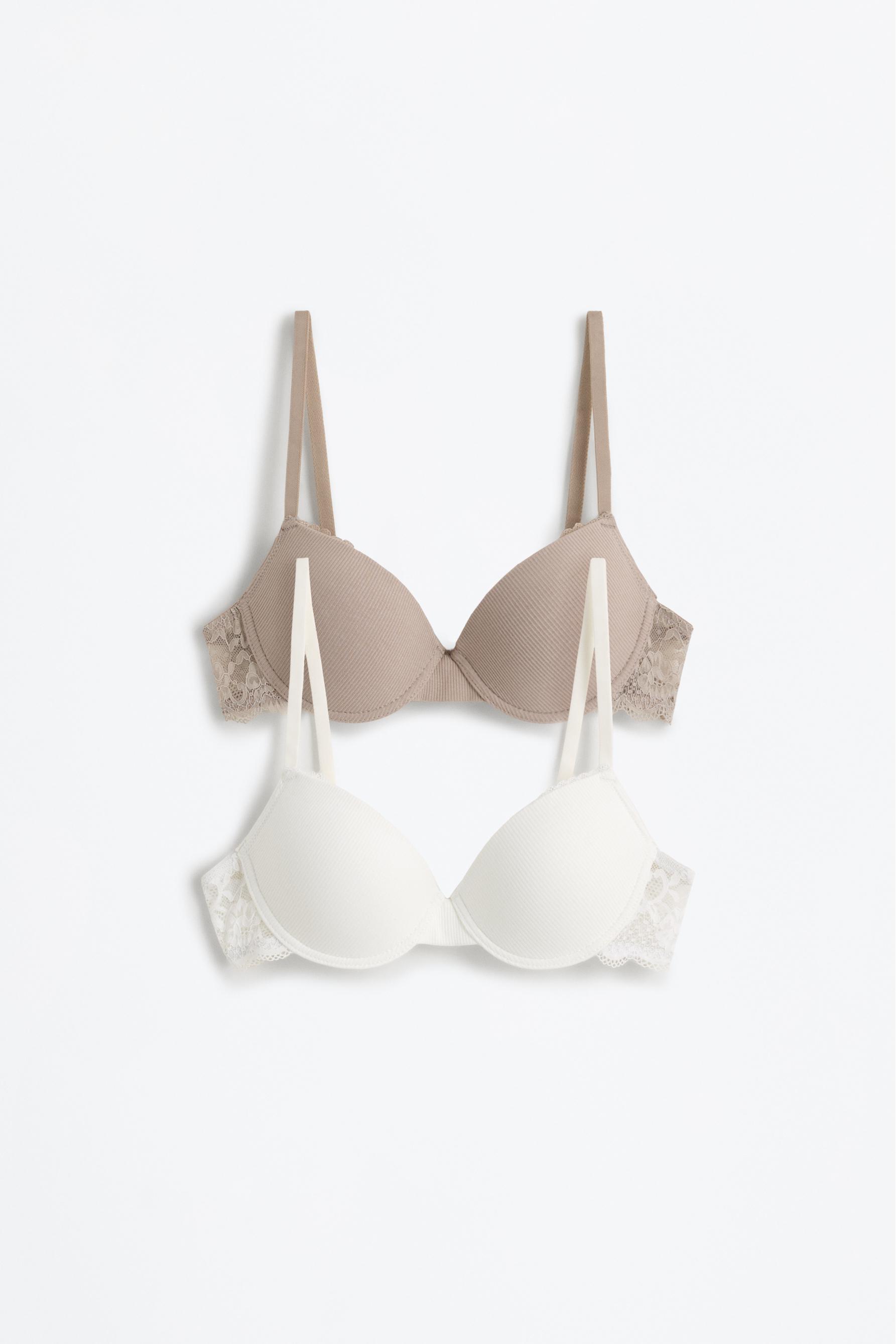 Pack of 2 classic ribbed bras - lace — WHITE
