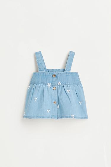 Embroidered denim top — PALE BLUE 2