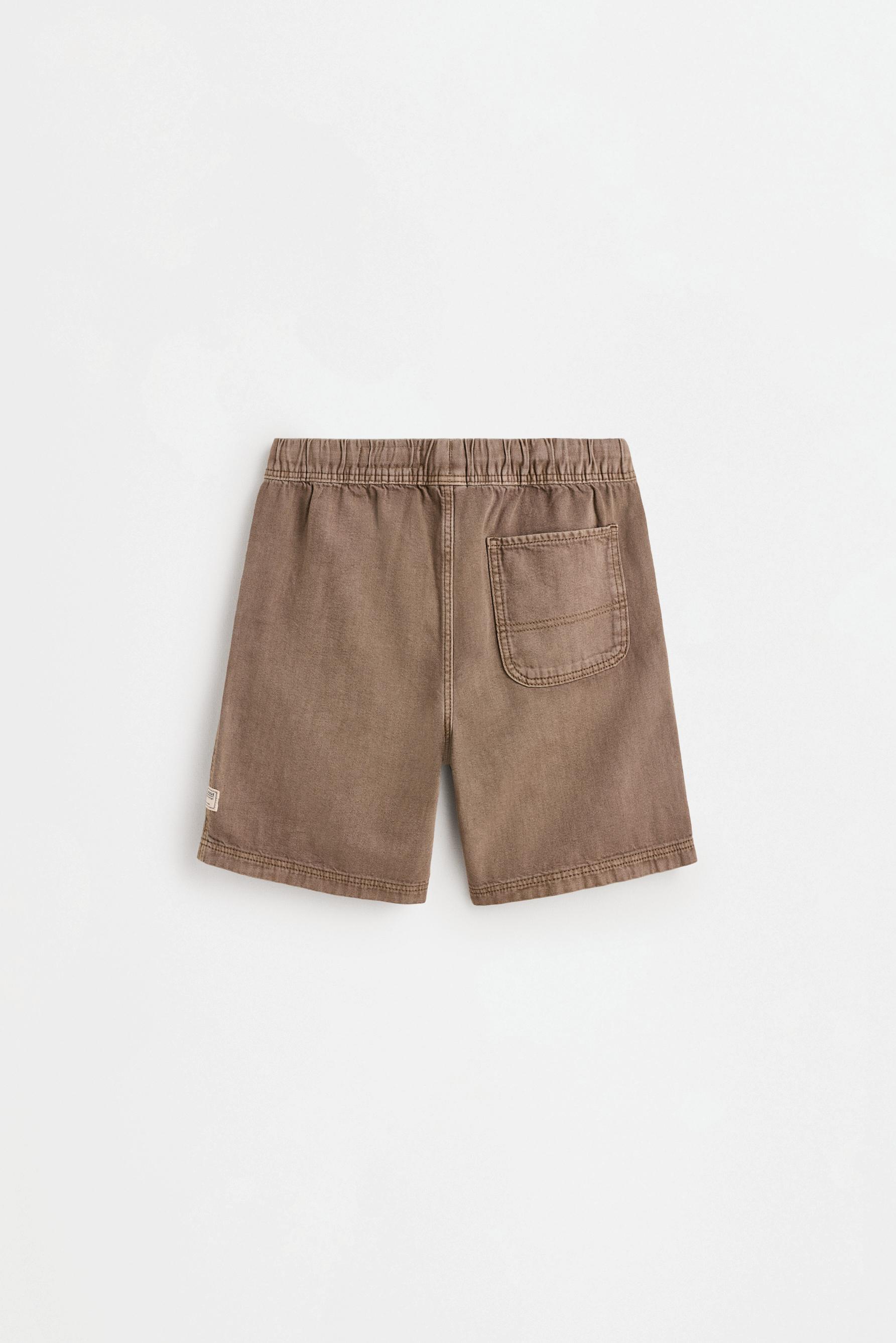 Denim Bermuda joggers — BROWN