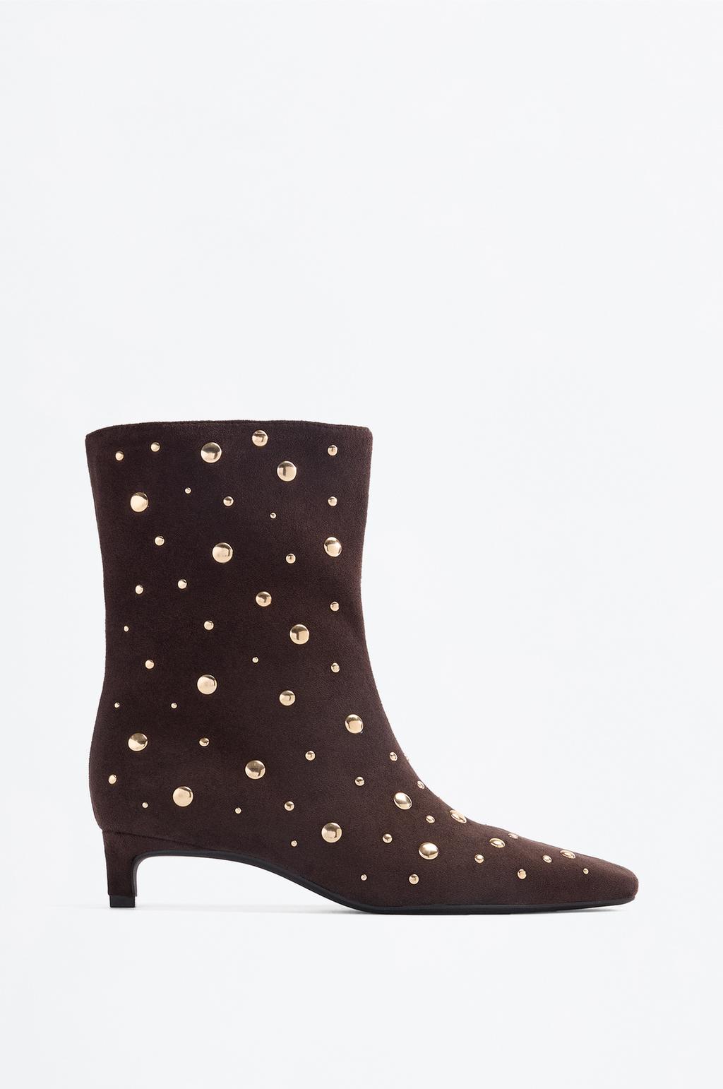 Studded Heel Ankle Boots