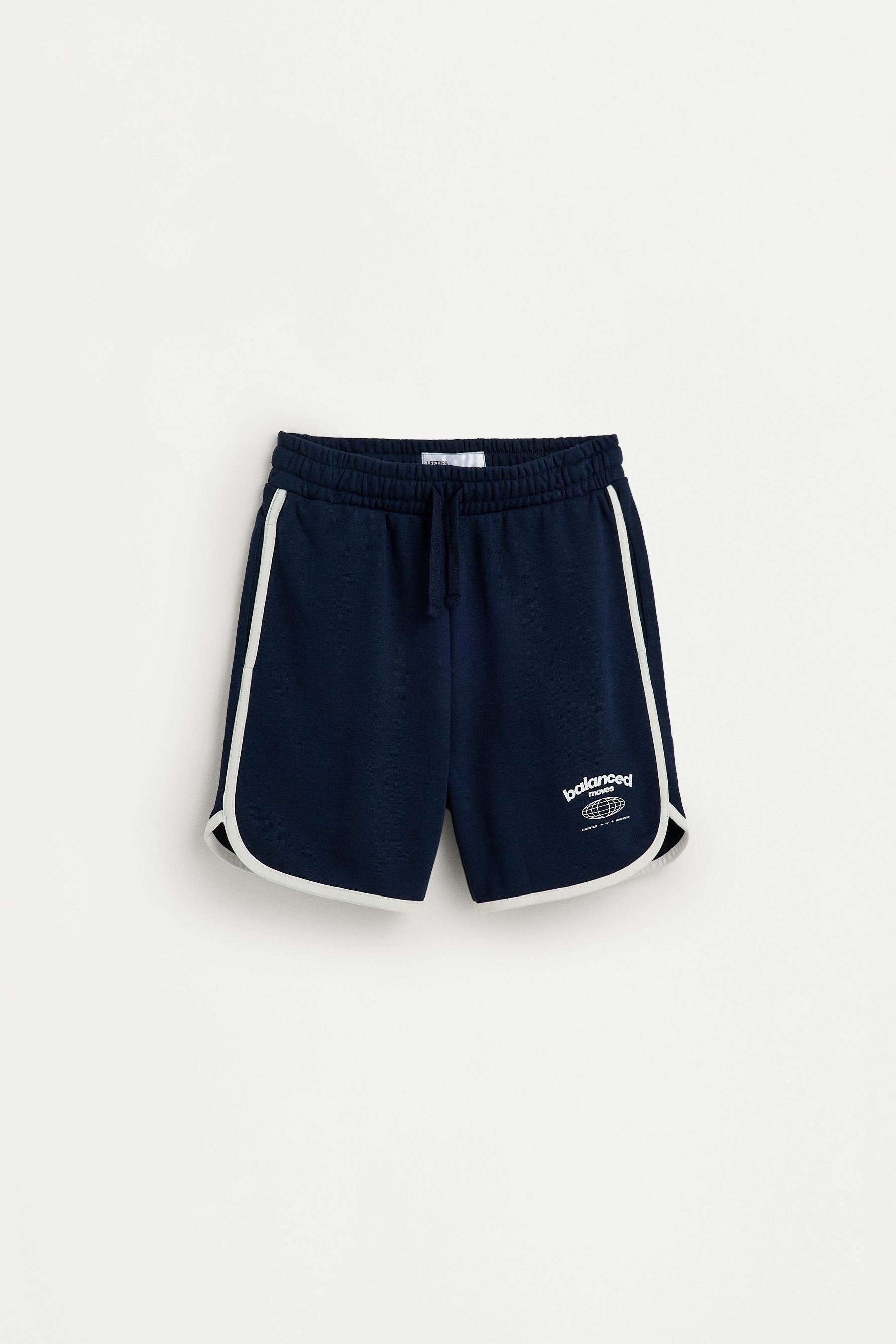 Contrast trim T-shirt and Bermuda shorts co-ord — NAVY