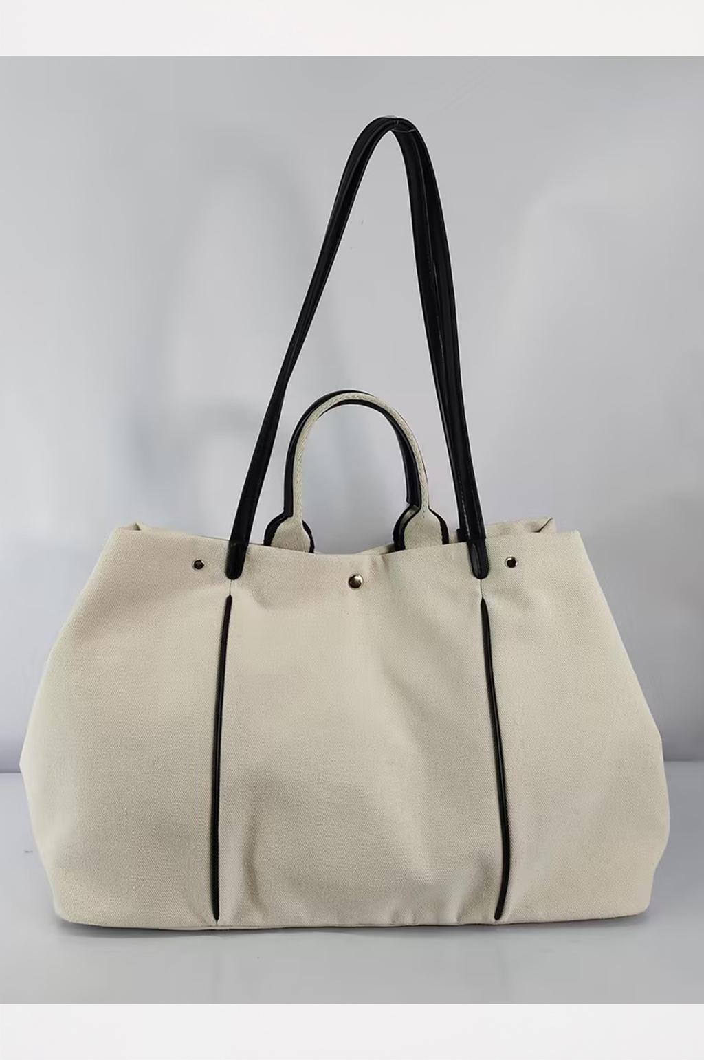 Canvas shopper bag with double handle