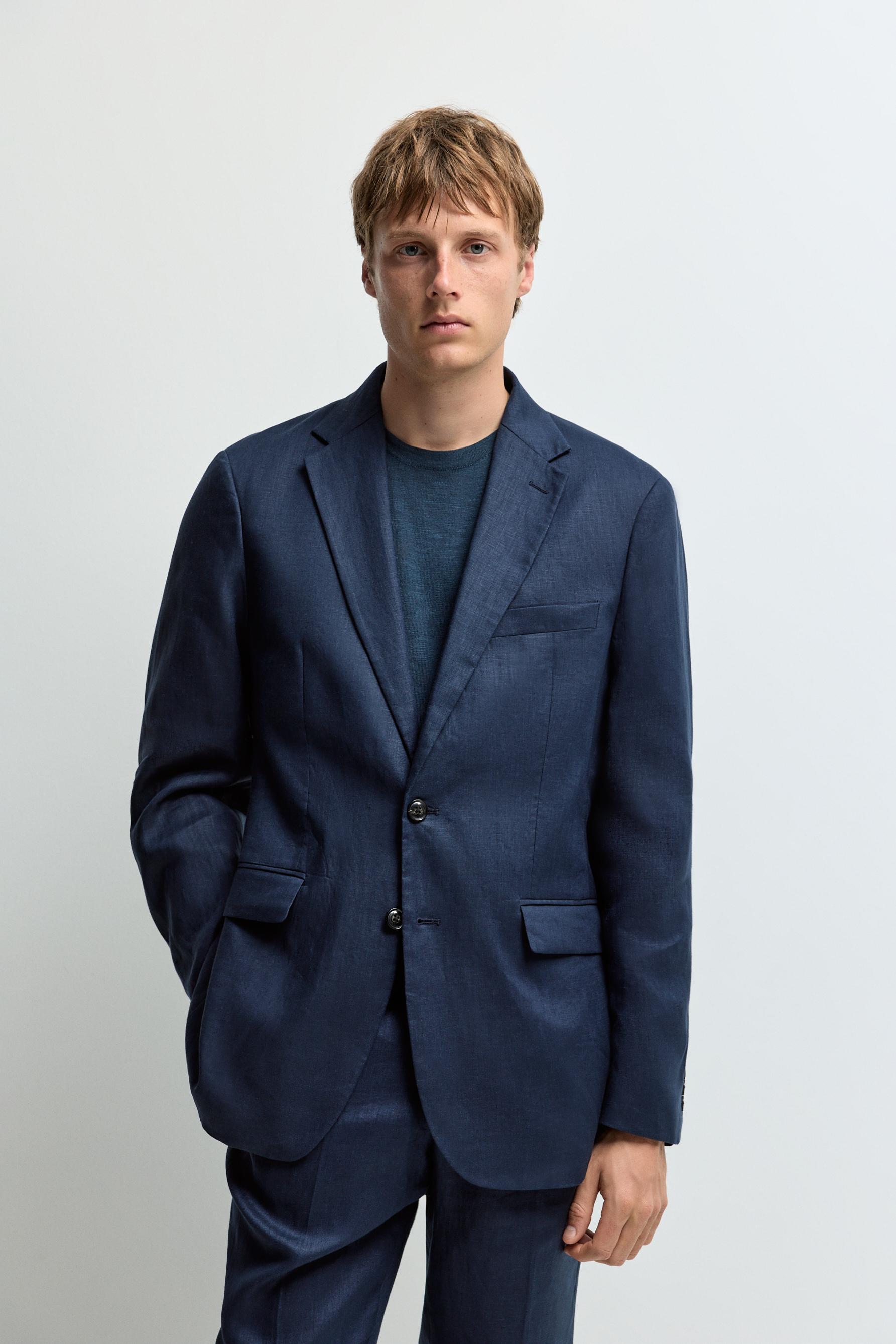 100% linen suit blazer — NAVY