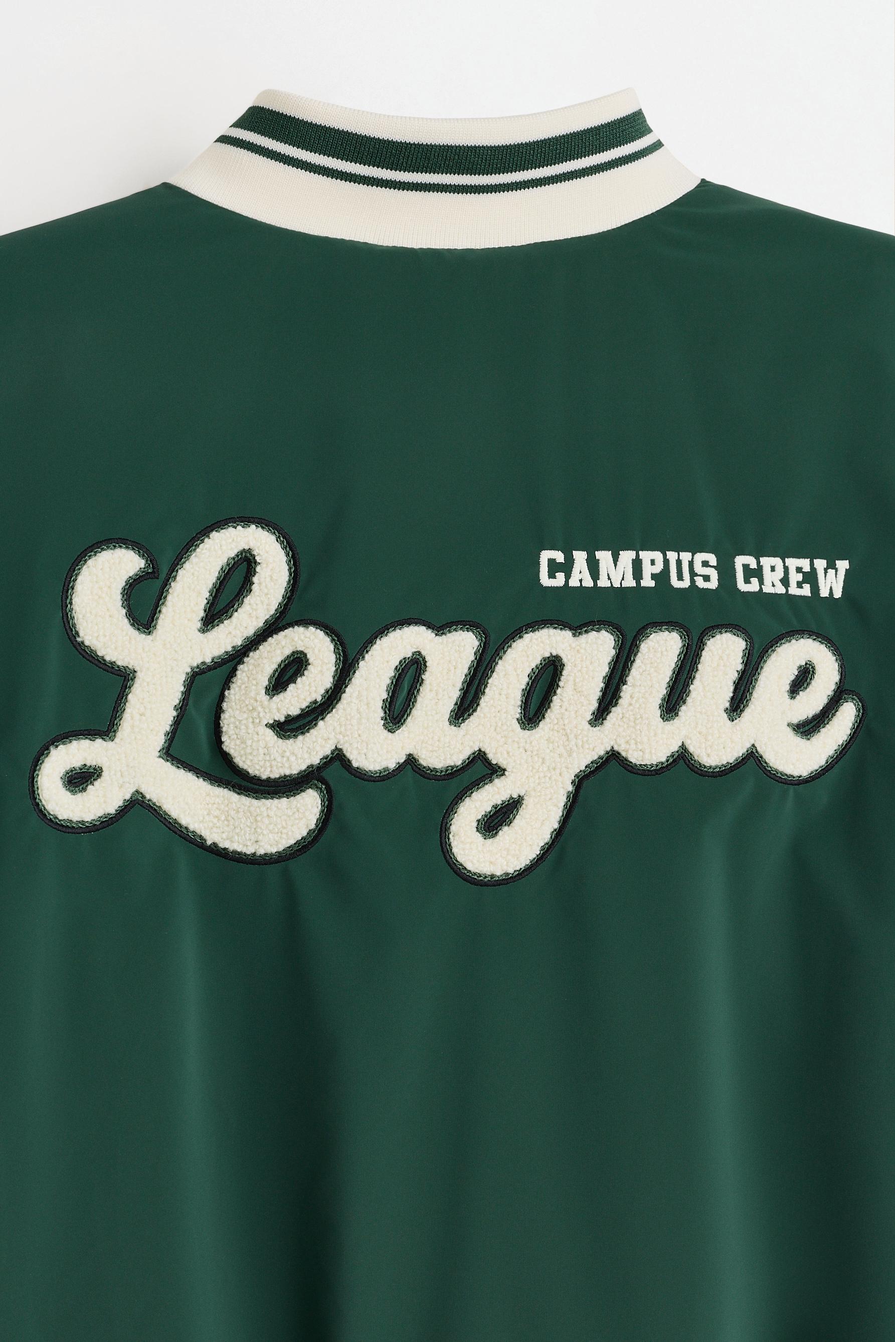 Bomber jacket with patches — TEAL GREEN