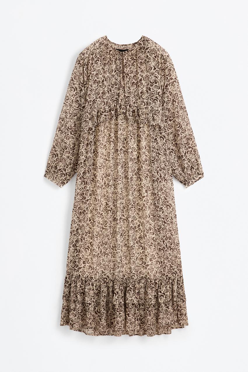 Vestido midi fluido Lefties Canarias España - Main Image