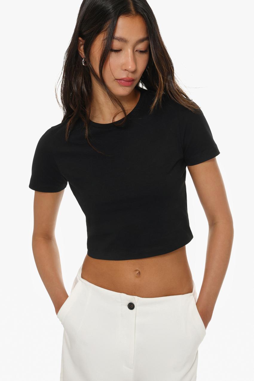Maglietta cropped a maniche corte Top ABBIGLIAMENTO Donna