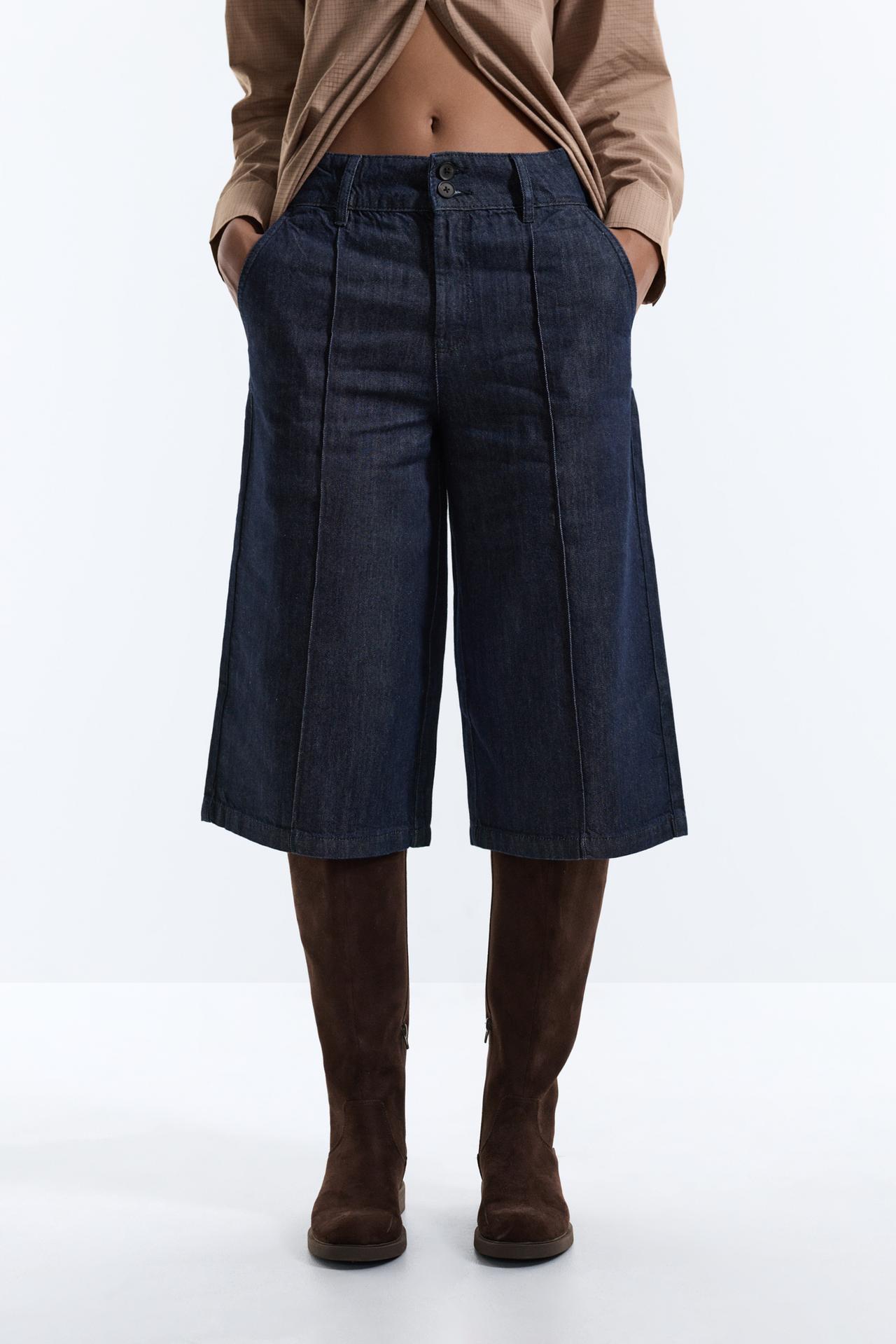 Denim culotte jorts — NAVY