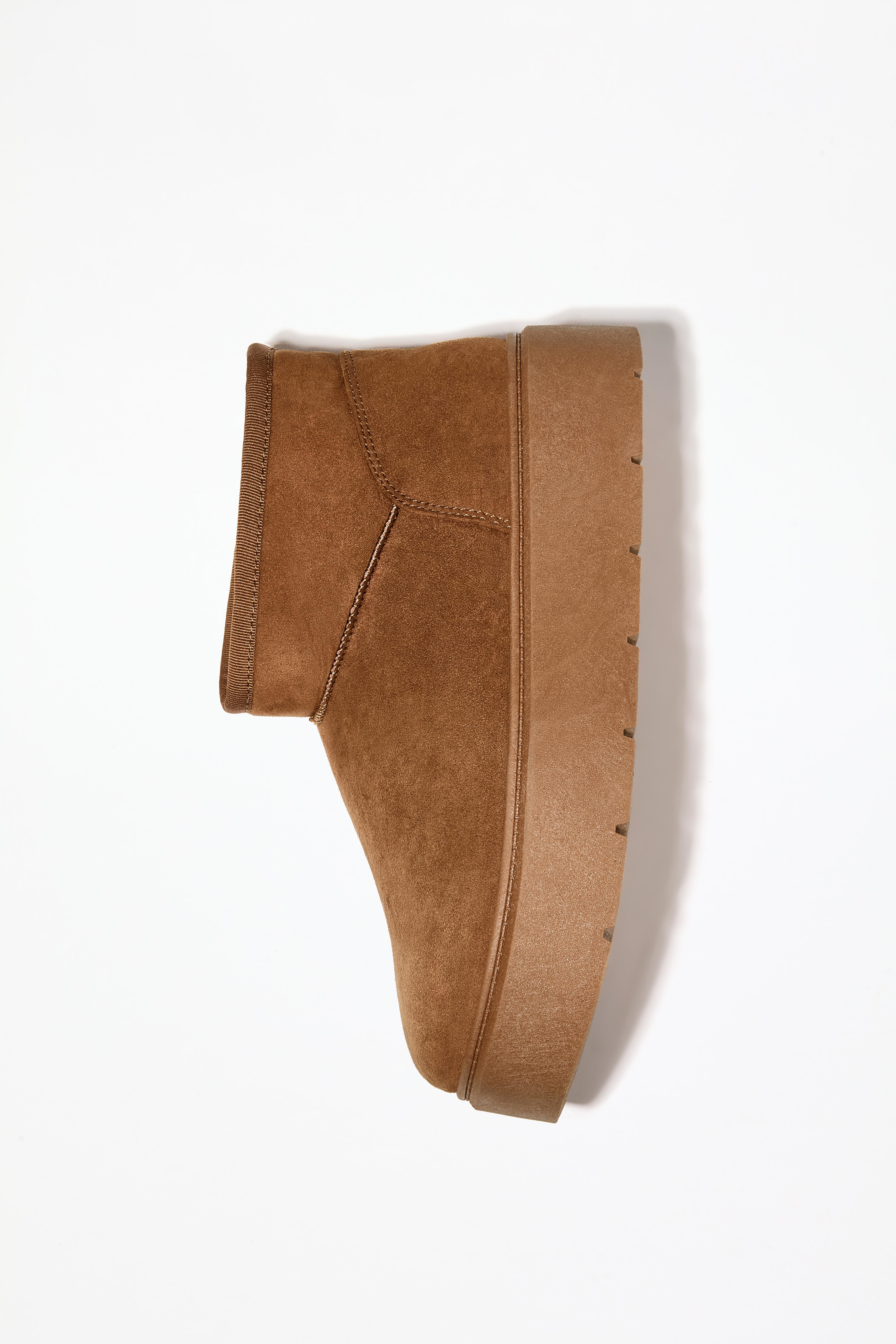 Platform fur ankle boot — LEATHER