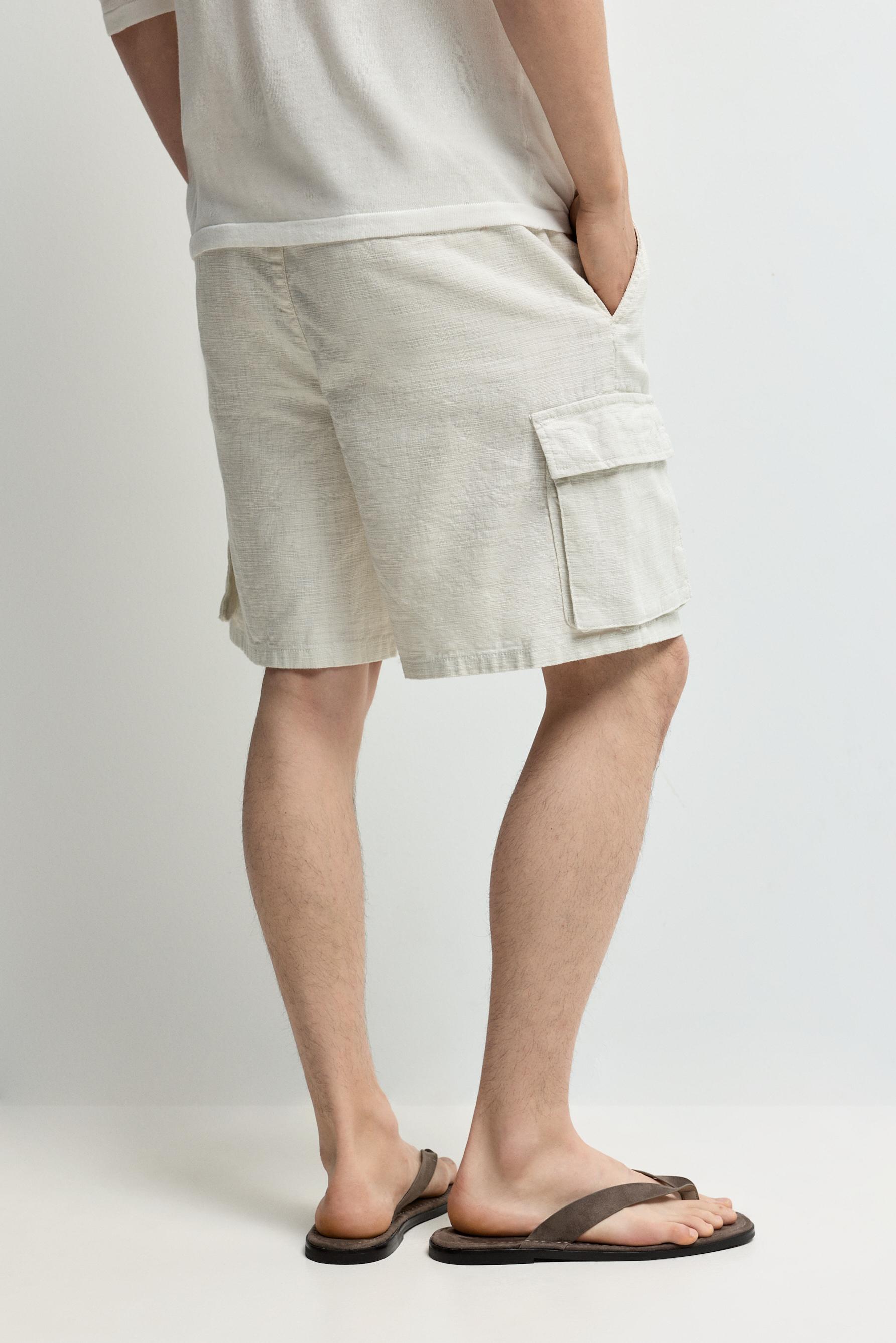 Rustic cargo Bermuda joggers — OFF WHITE