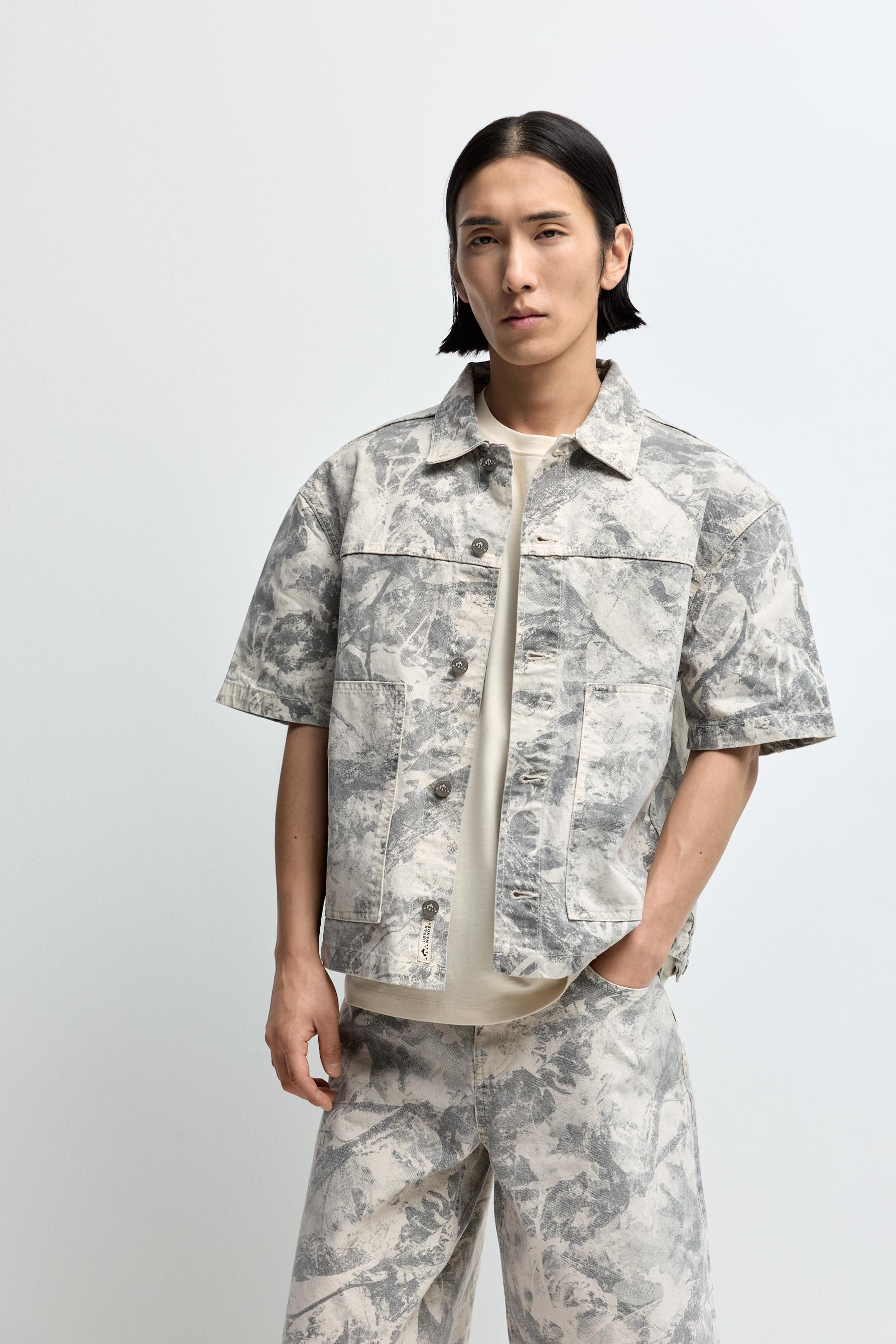 Sobrecamisa denim estampado abstracto