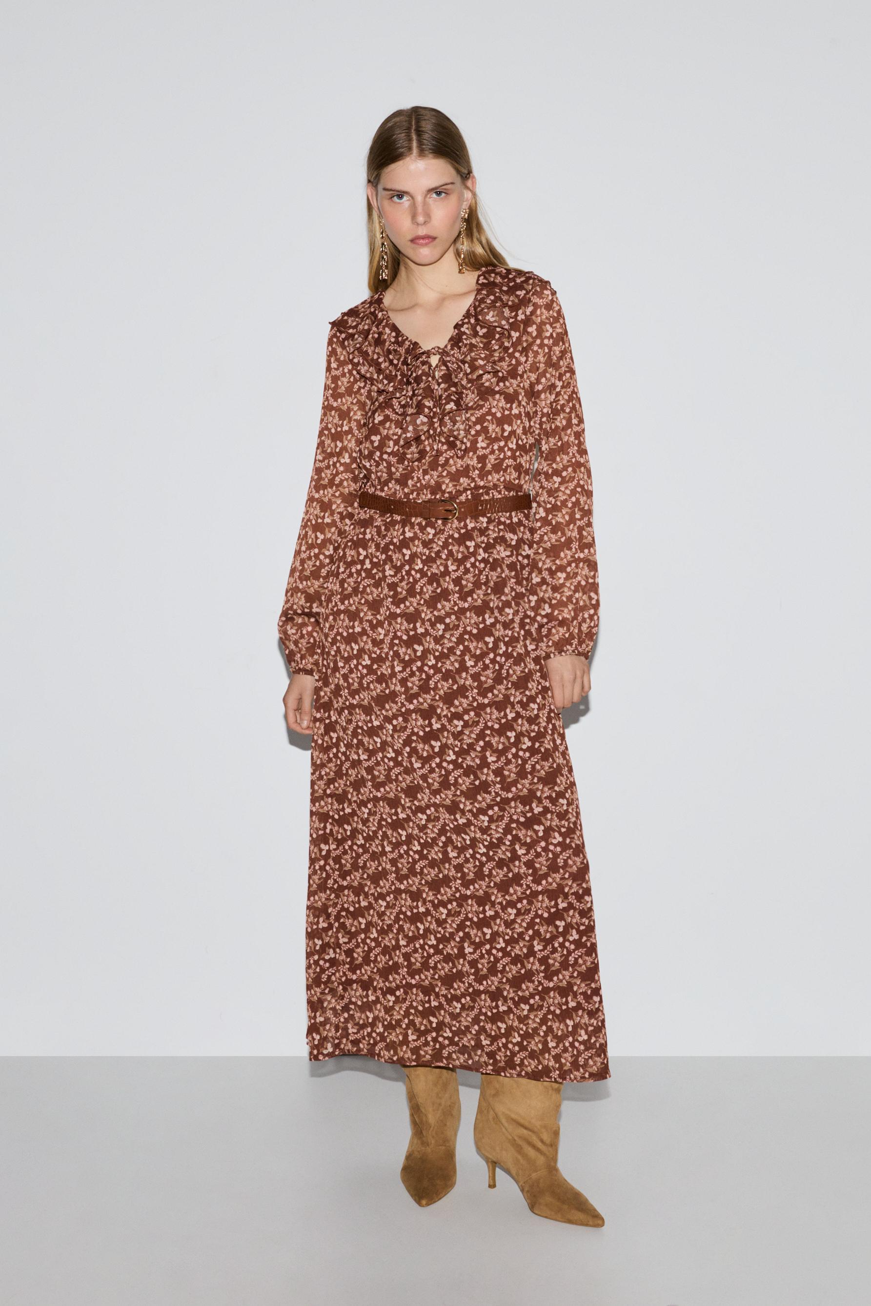 Vestido midi volantes