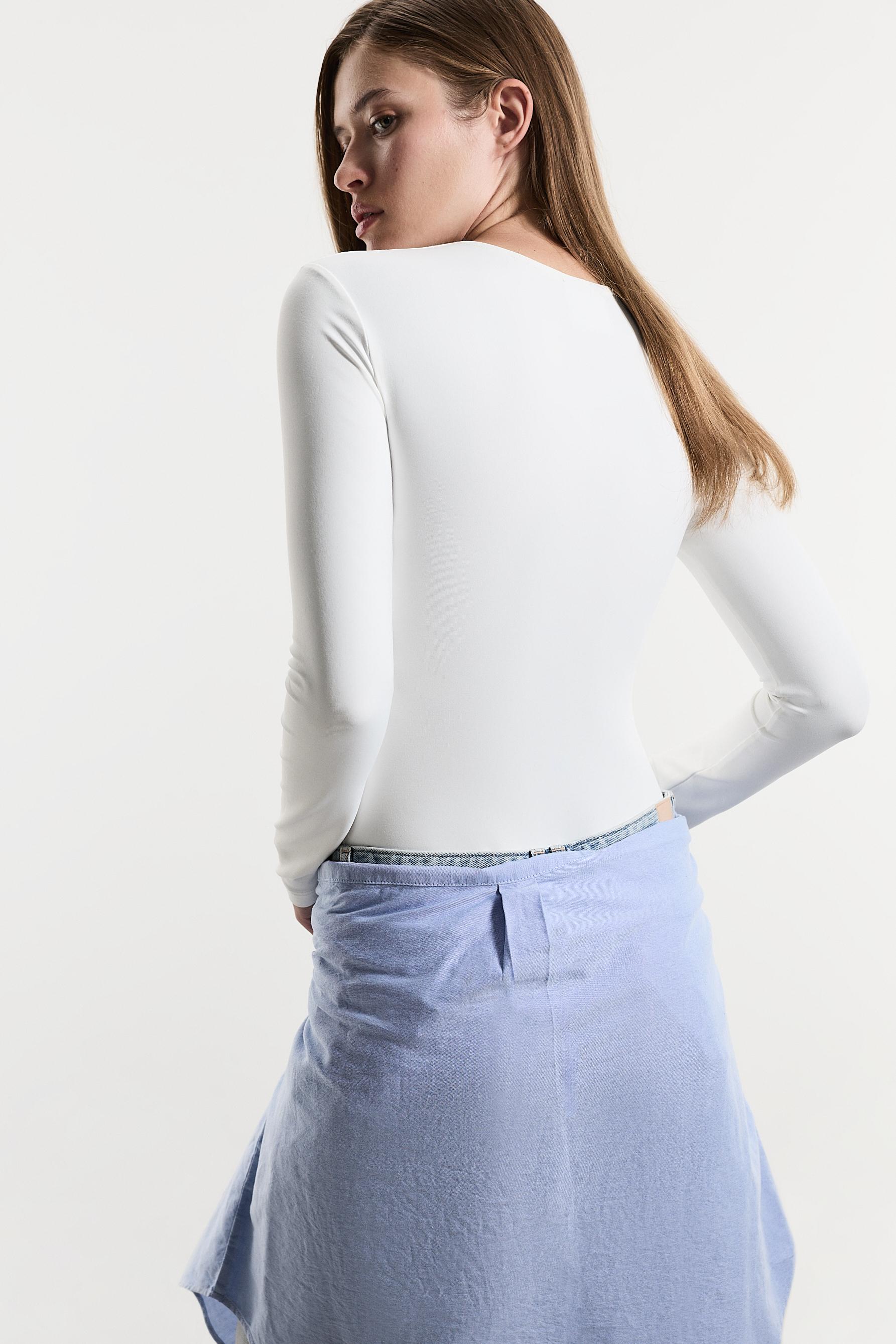 Long sleeve polyamide bodysuit — WHITE