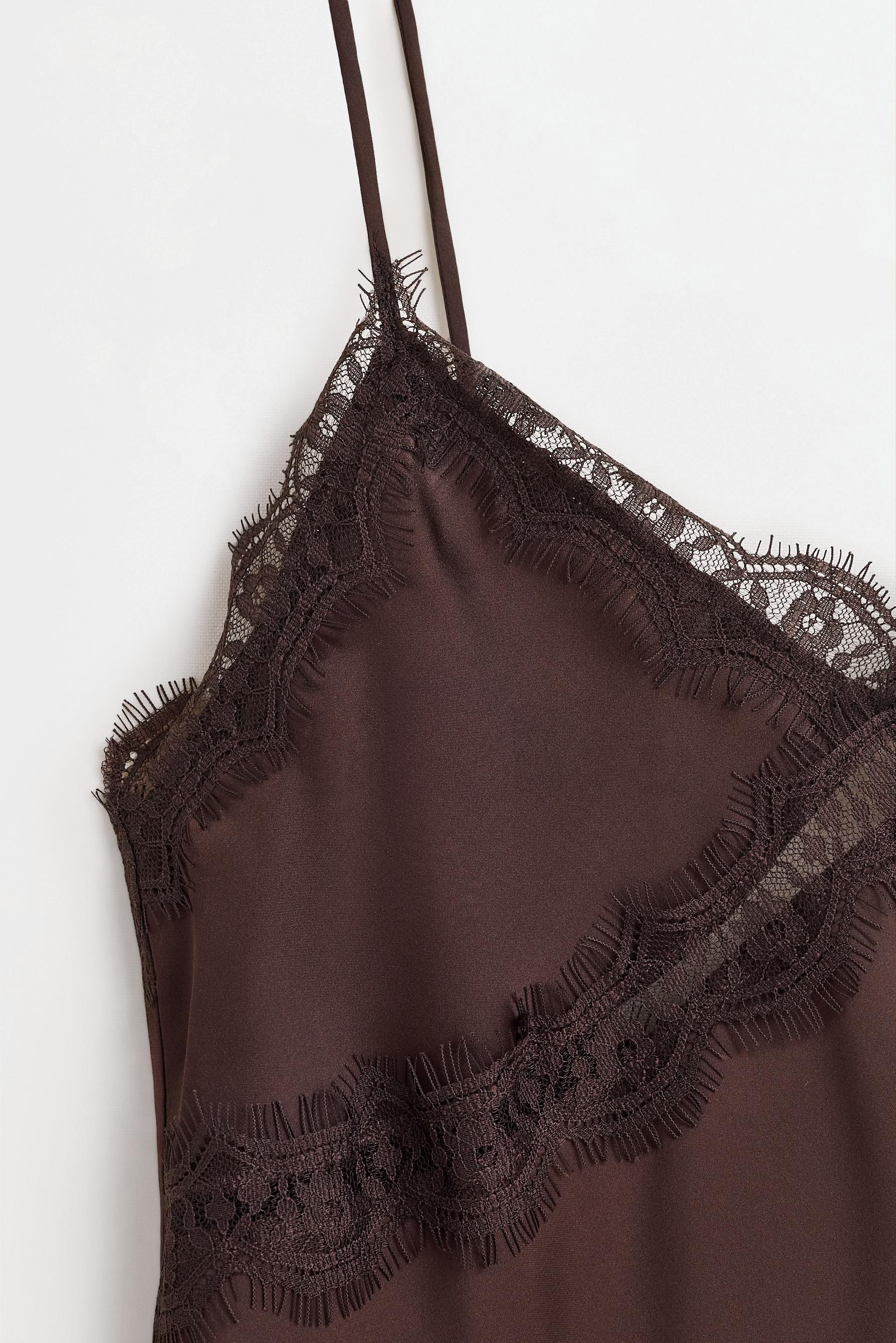 Asymmetrical satin camisole — DARK BROWN