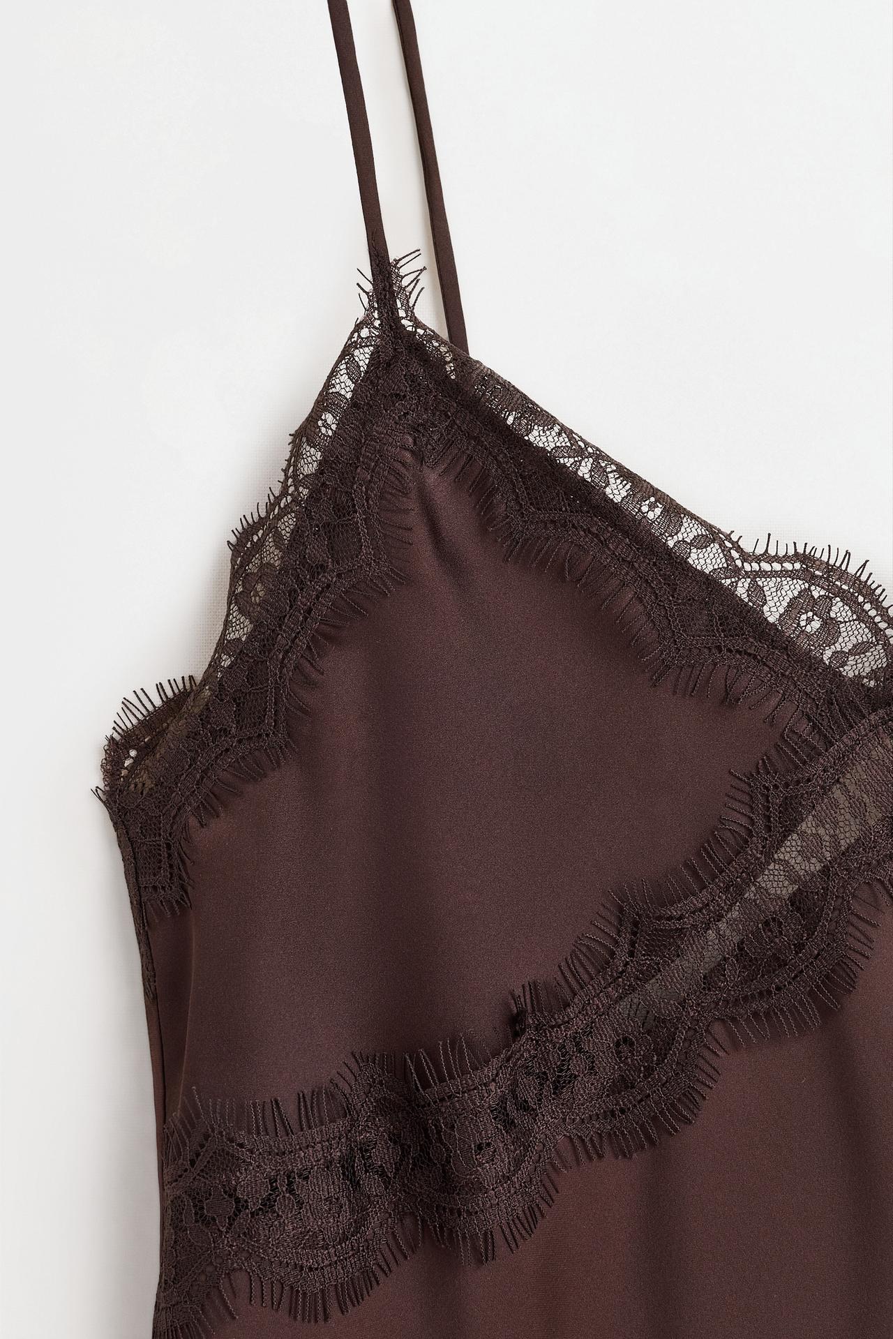 Asymmetrical satin camisole — DARK BROWN