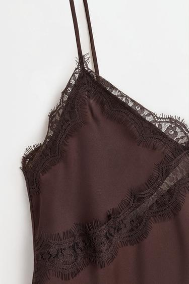 Asymmetrical satin camisole — DARK BROWN 7